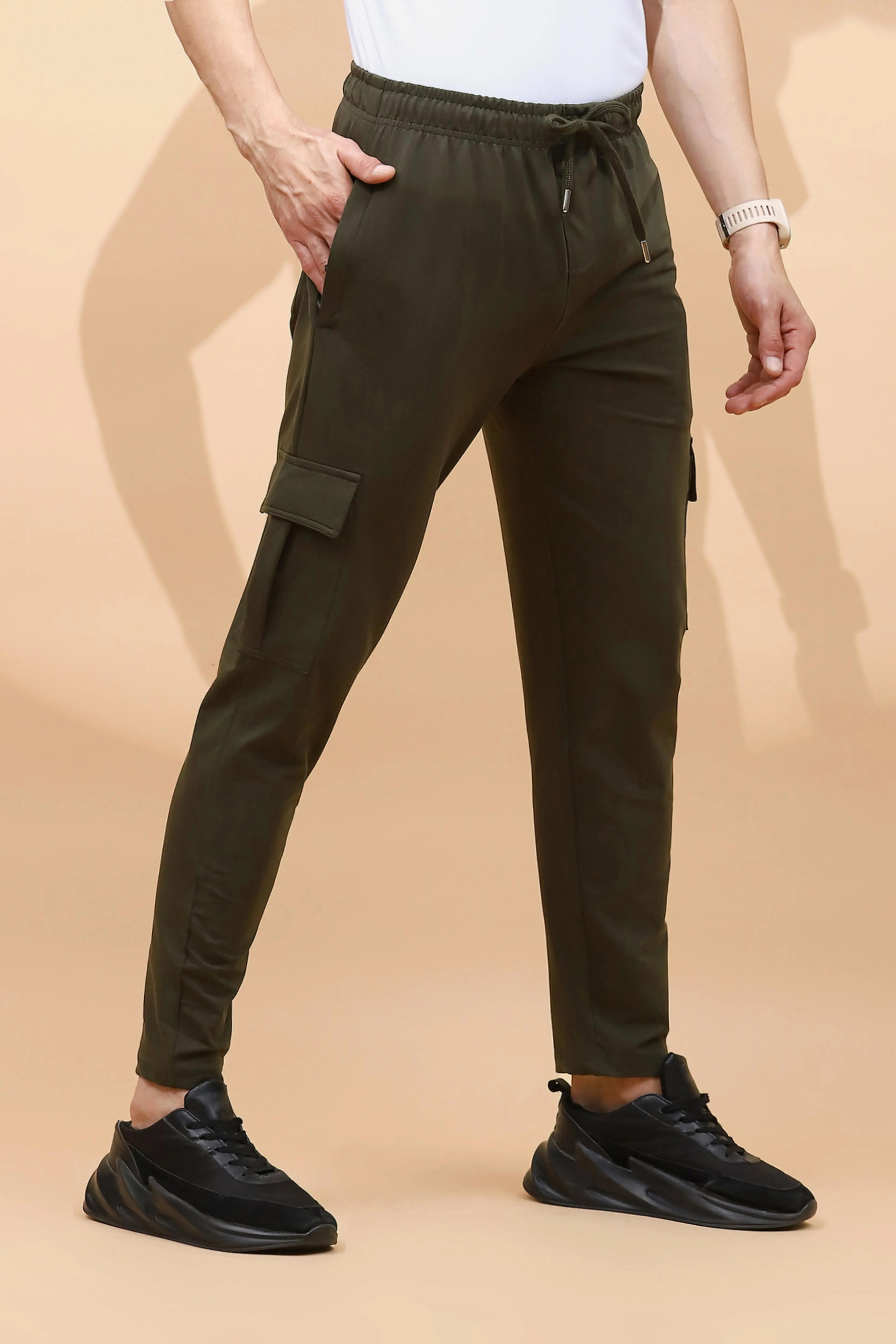 Olive Cotton Regular Fit Cargo For Men - Global Republic