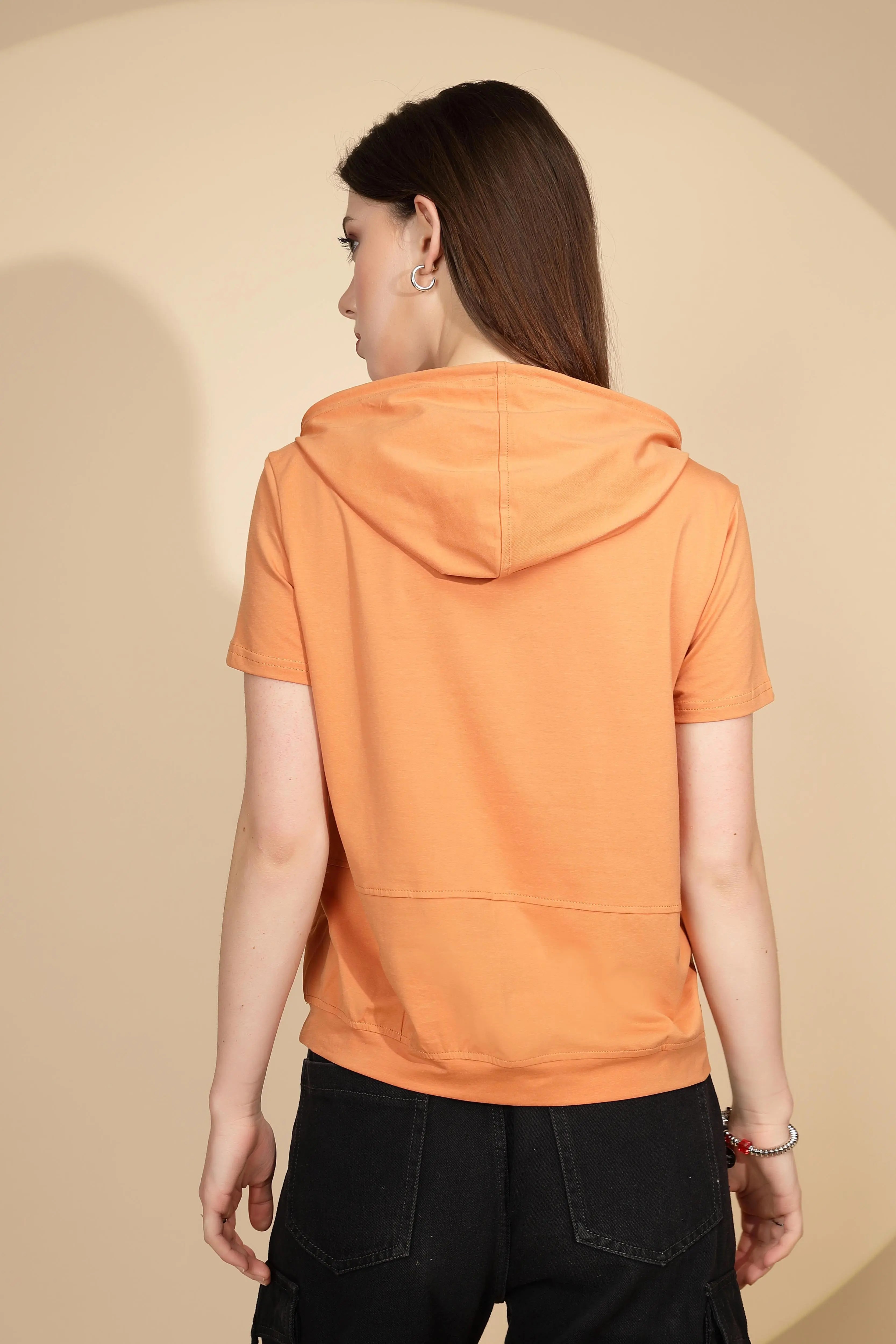 Orange Cotton Blend Hooded Top - Global Republic