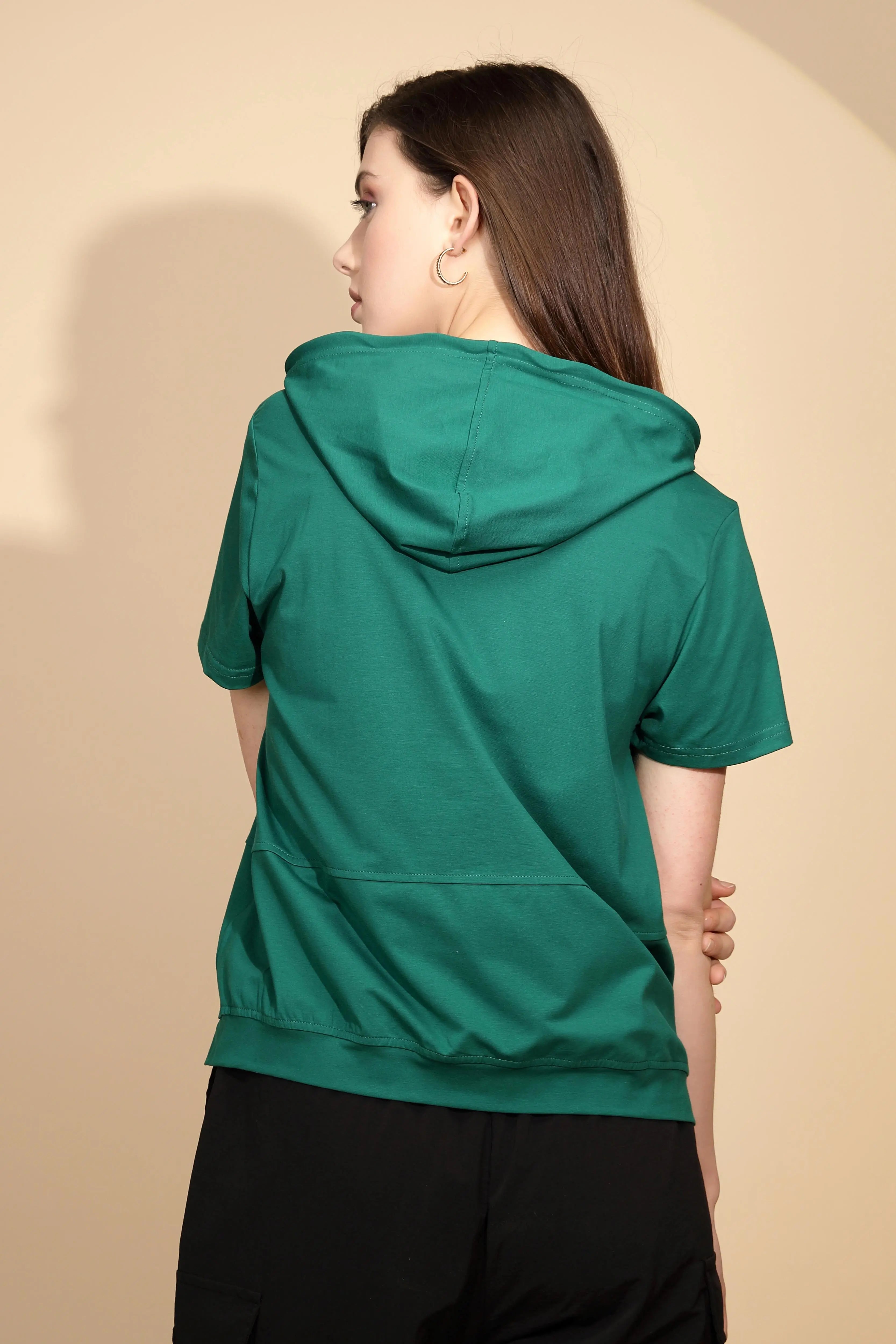 Green Cotton Blend Hooded Top - Global Republic