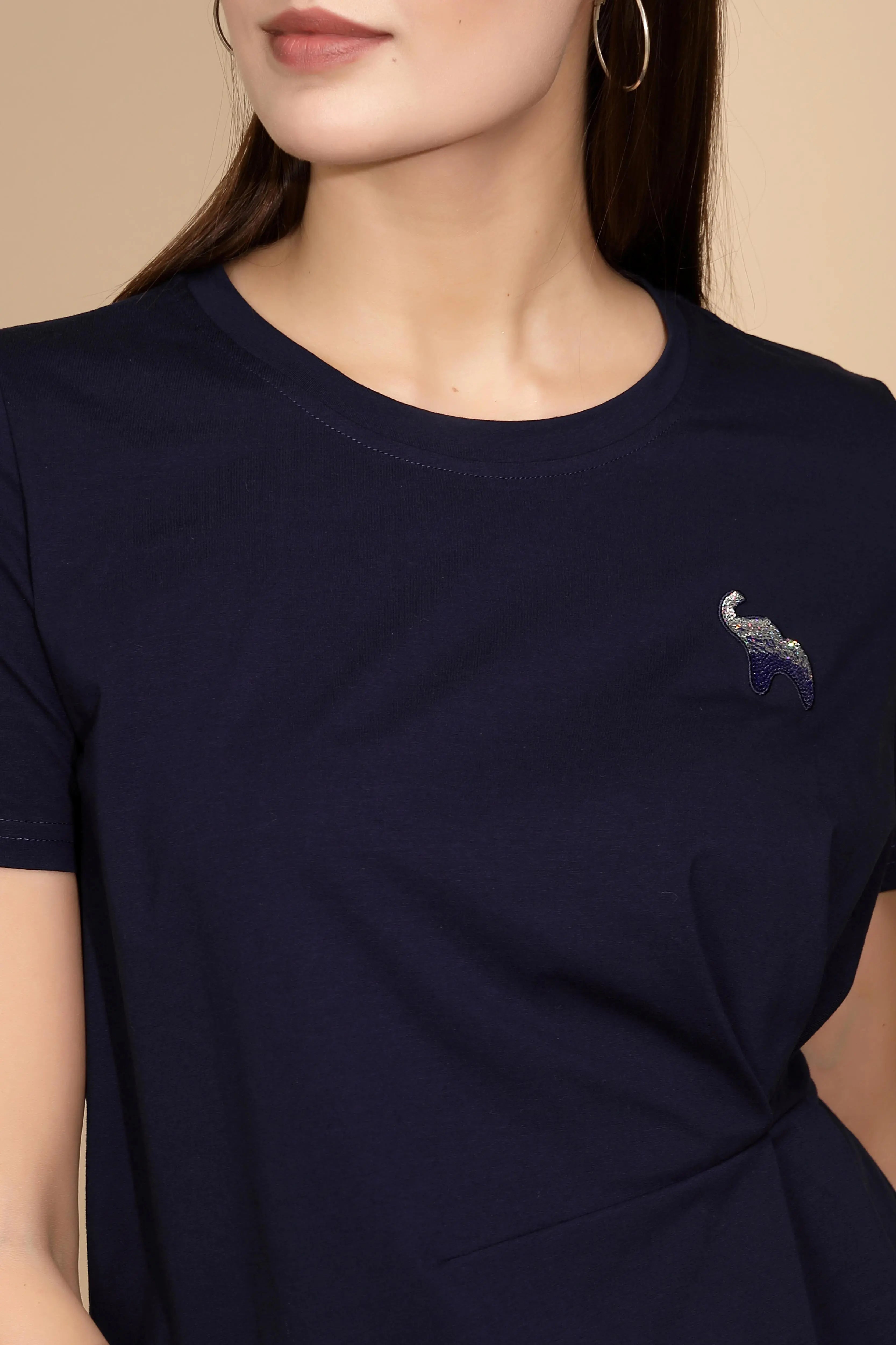Navy Cotton Blend Regular Fit Top - Global Republic