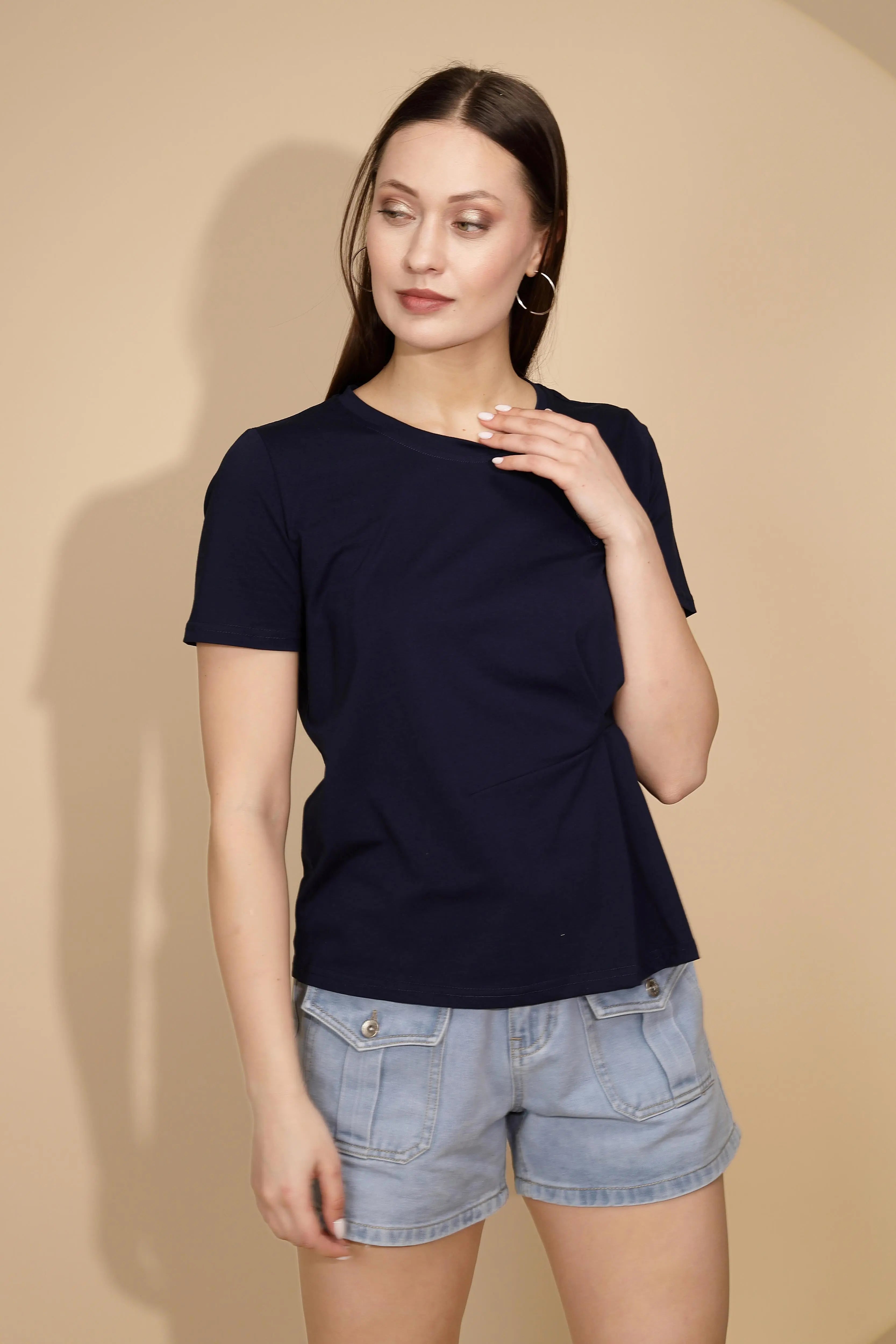 Navy Cotton Blend Regular Fit Top - Global Republic