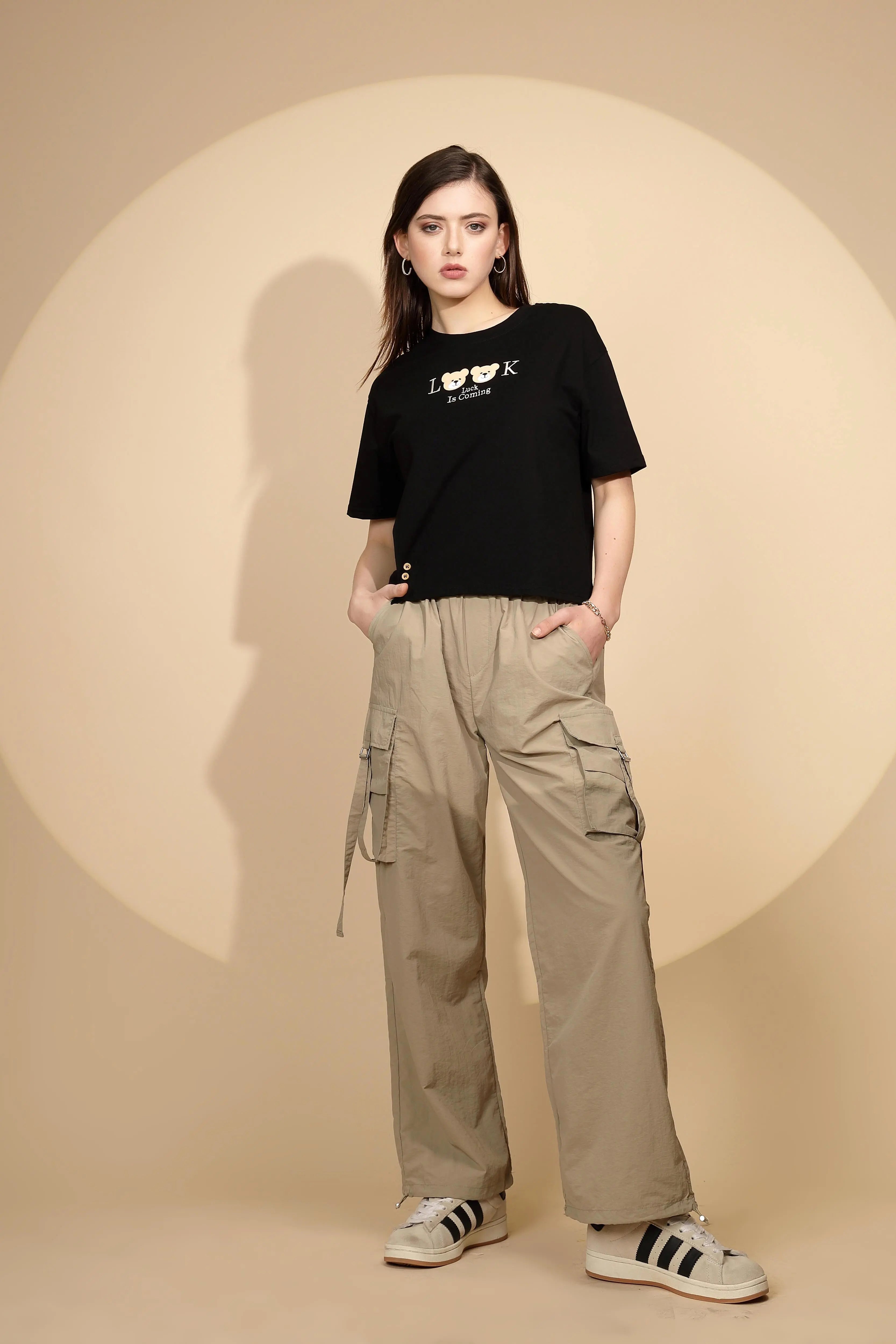 Black Cotton Blend Regular Fit Top - Global Republic