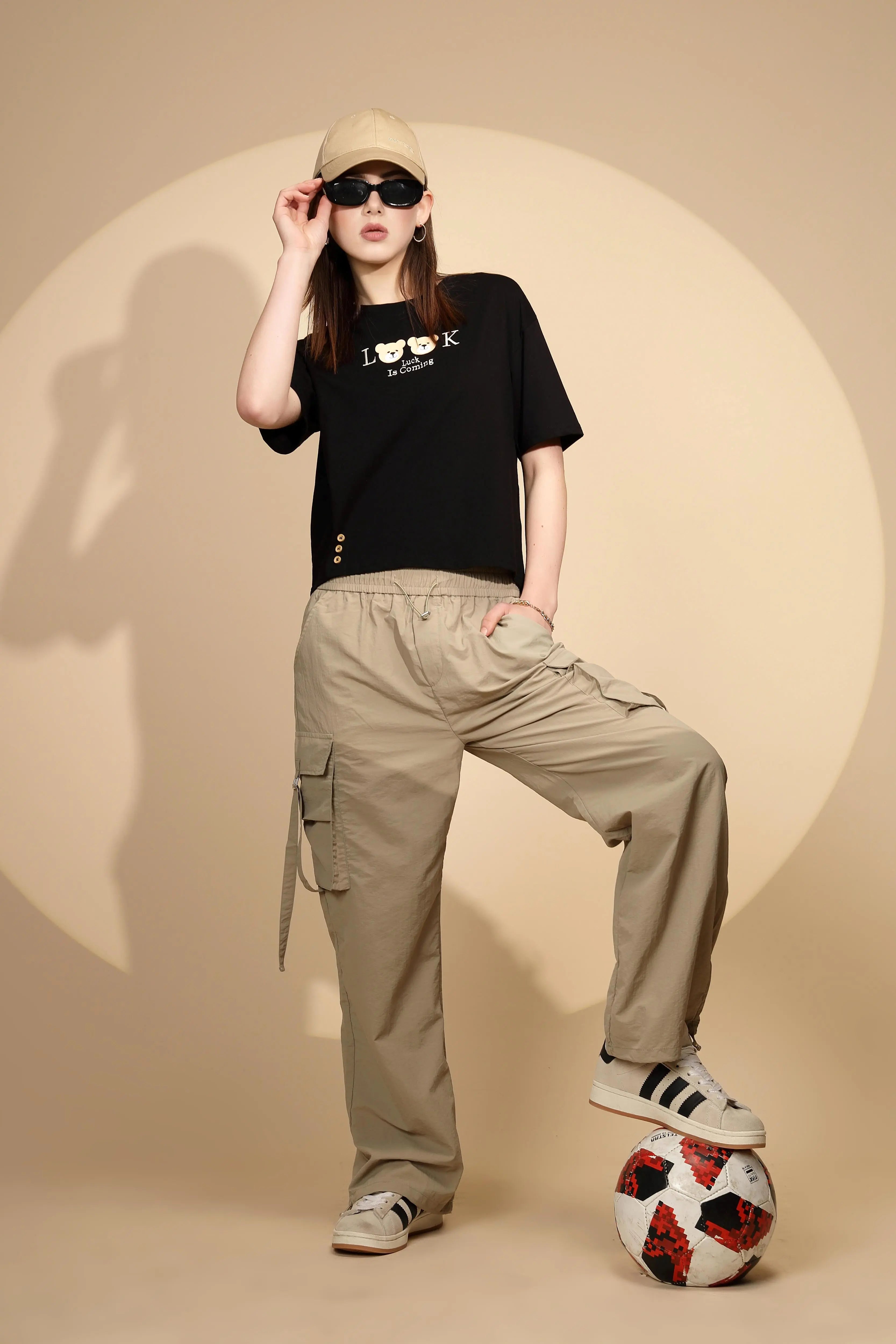 Black Cotton Blend Regular Fit Top - Global Republic