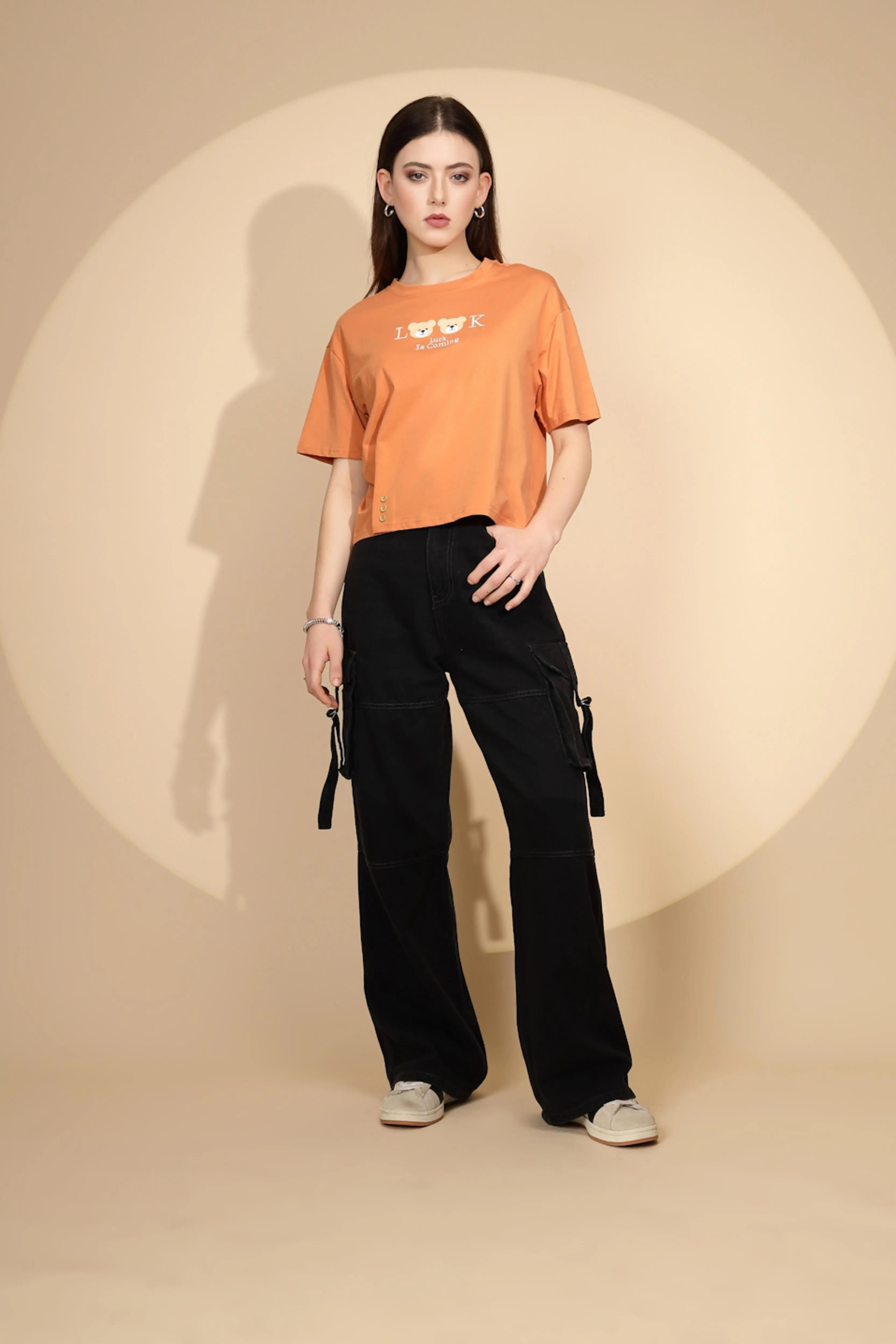 Orange Cotton Blend Graphic Top - Global Republic