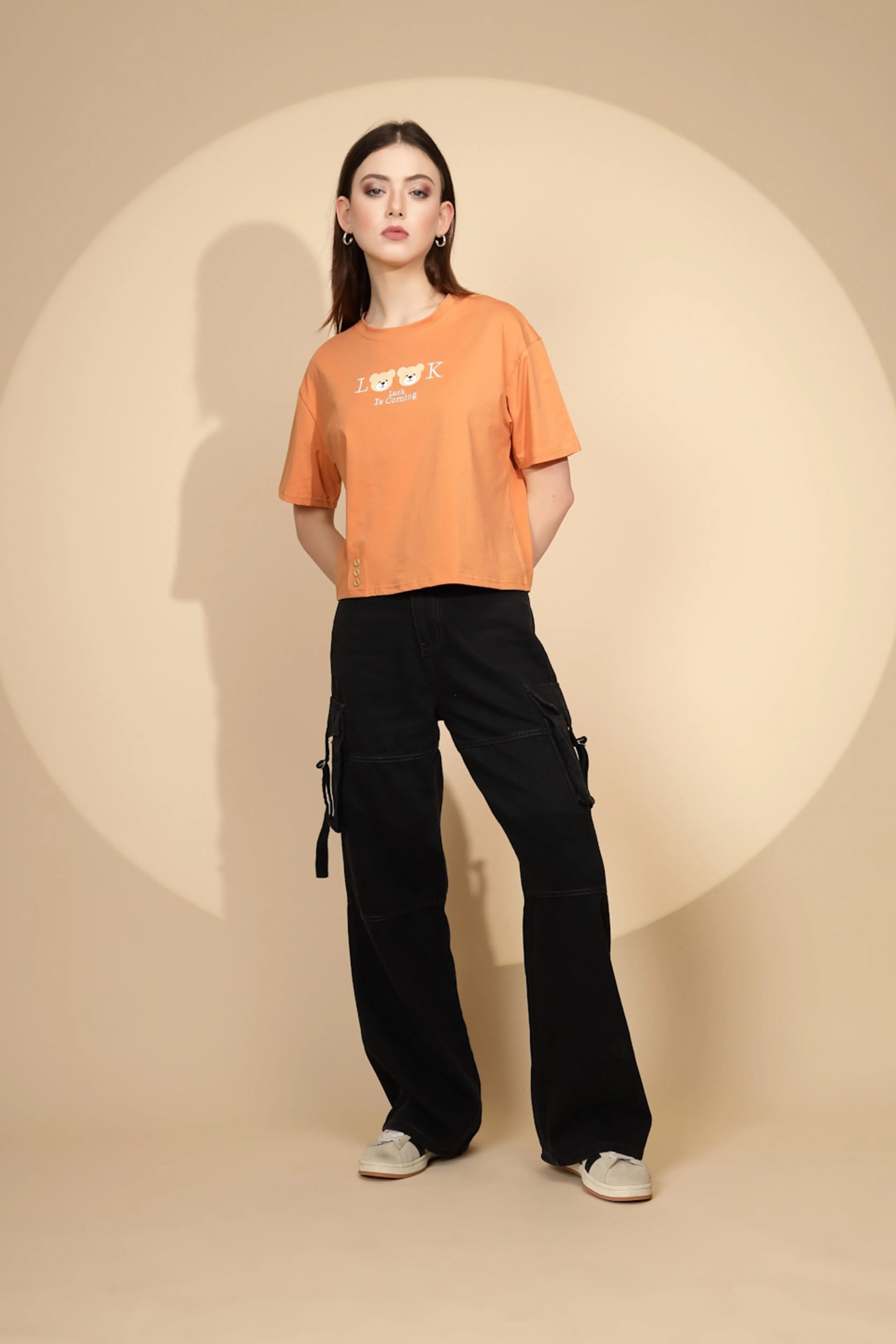 Orange Cotton Blend Graphic Top - Global Republic