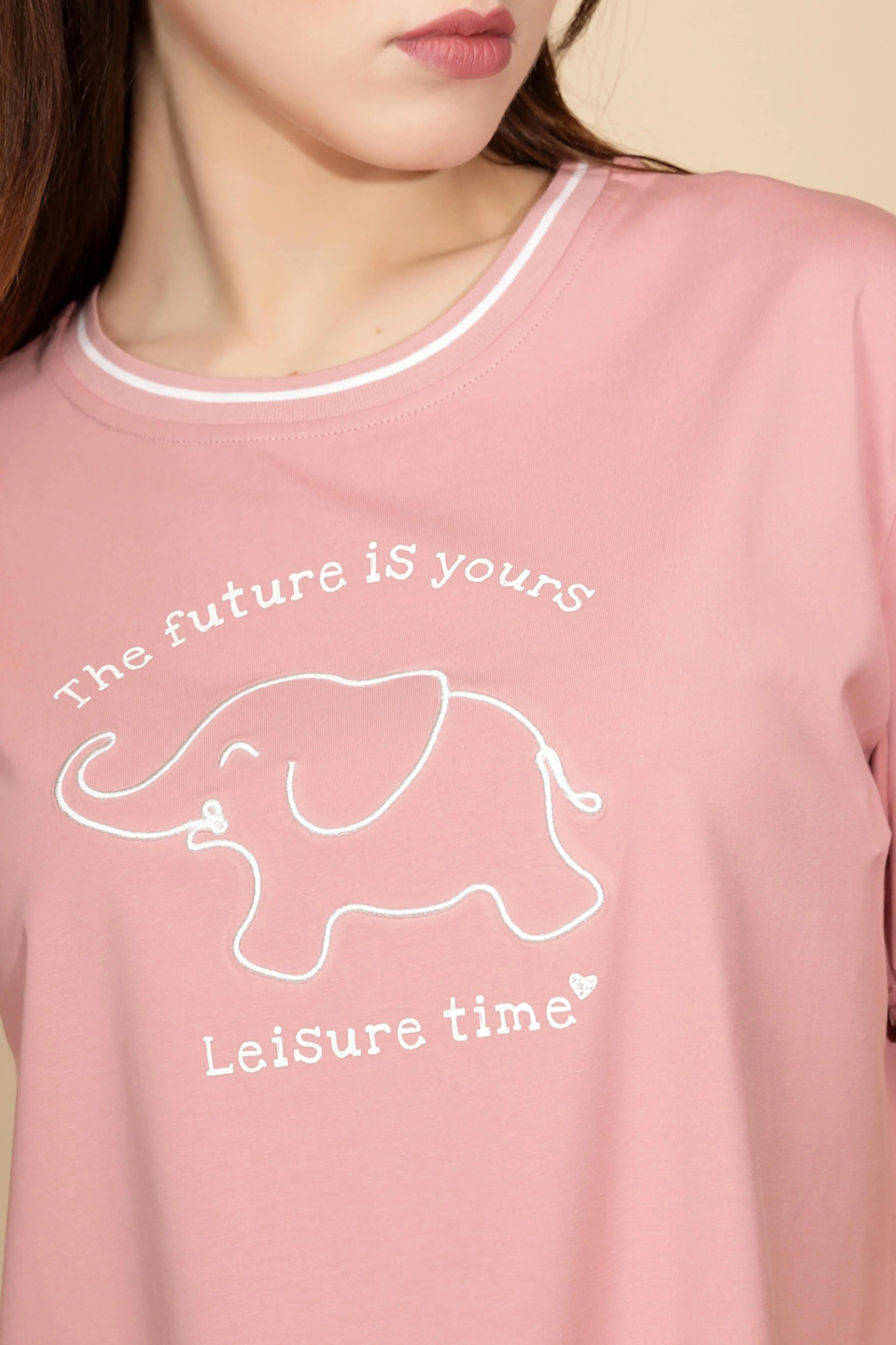 Pink Cotton Blend Graphic Top - Global Republic