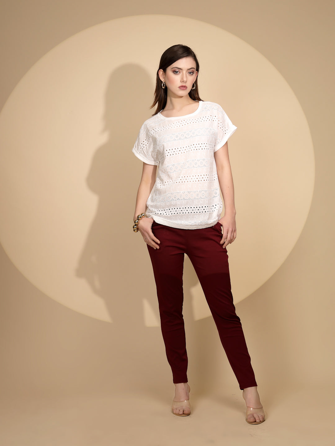 White Cotton Schiffli Top - Global Republic
