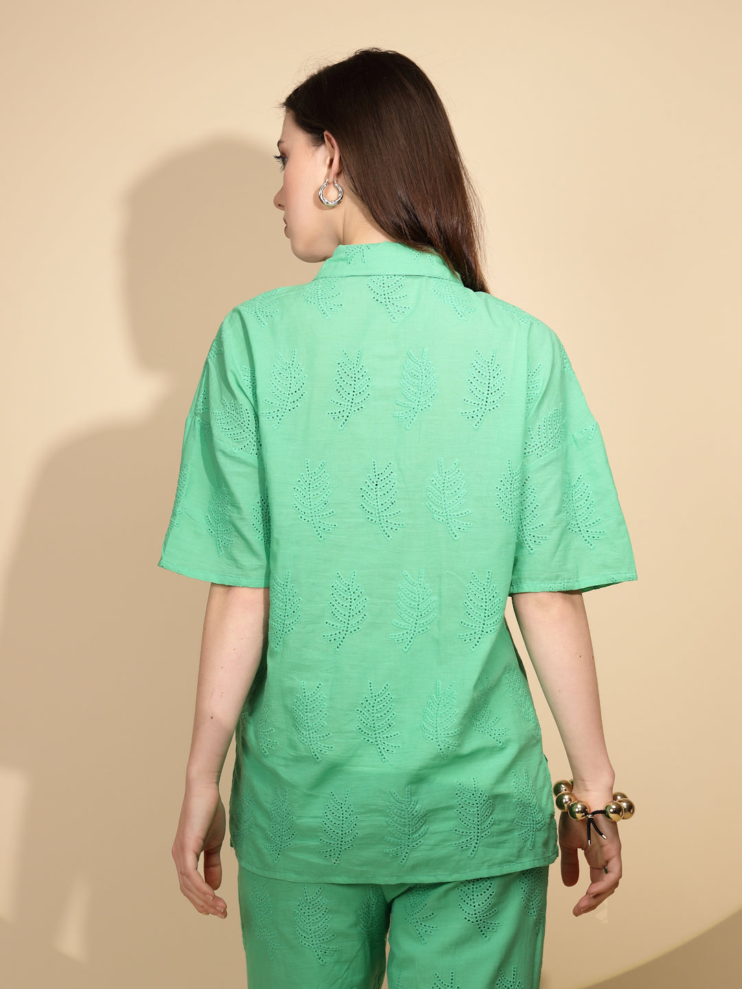 Green Embroidered Cotton Shirt - Global Republic