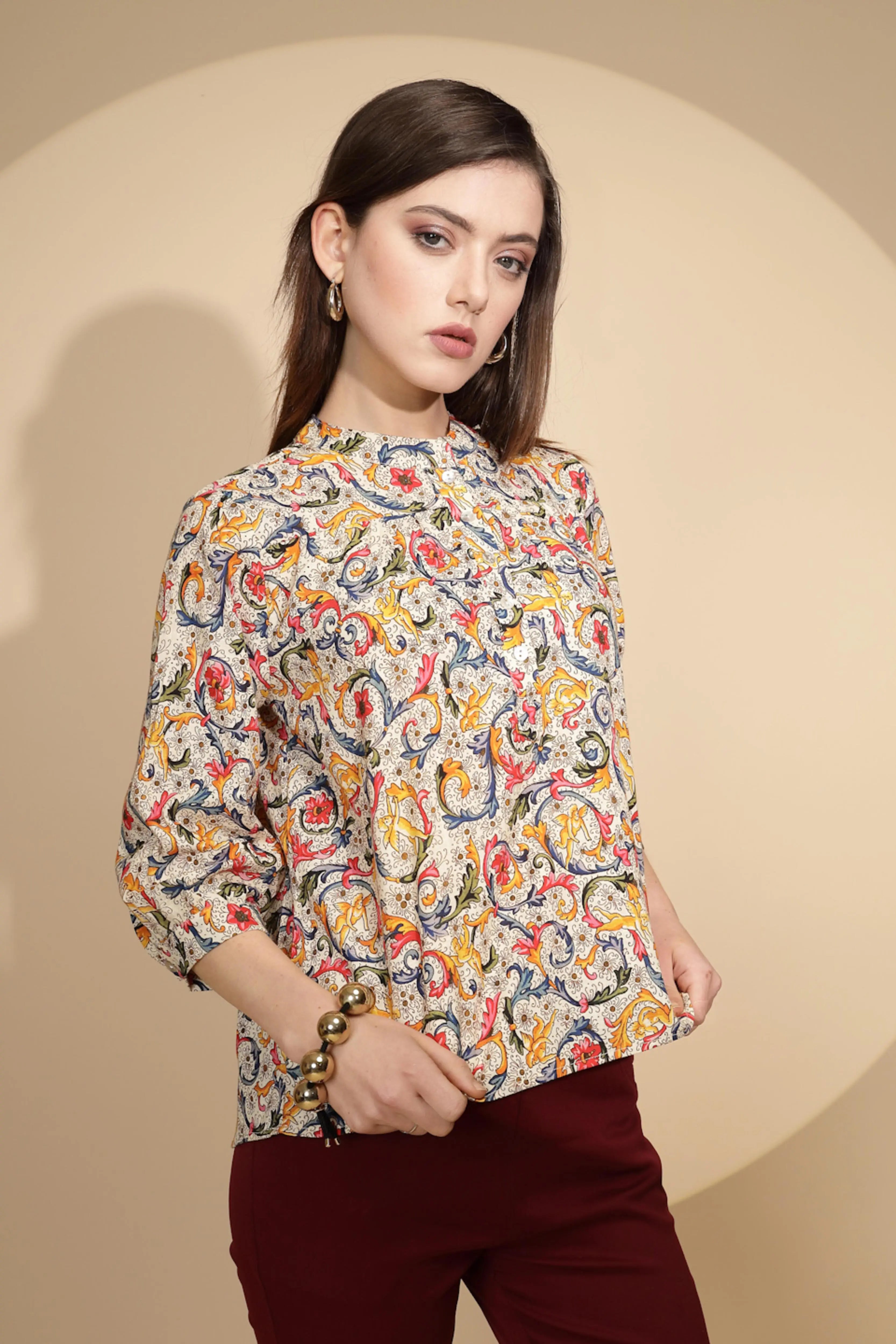 Multi Floral Print Cotton Top - Global Republic