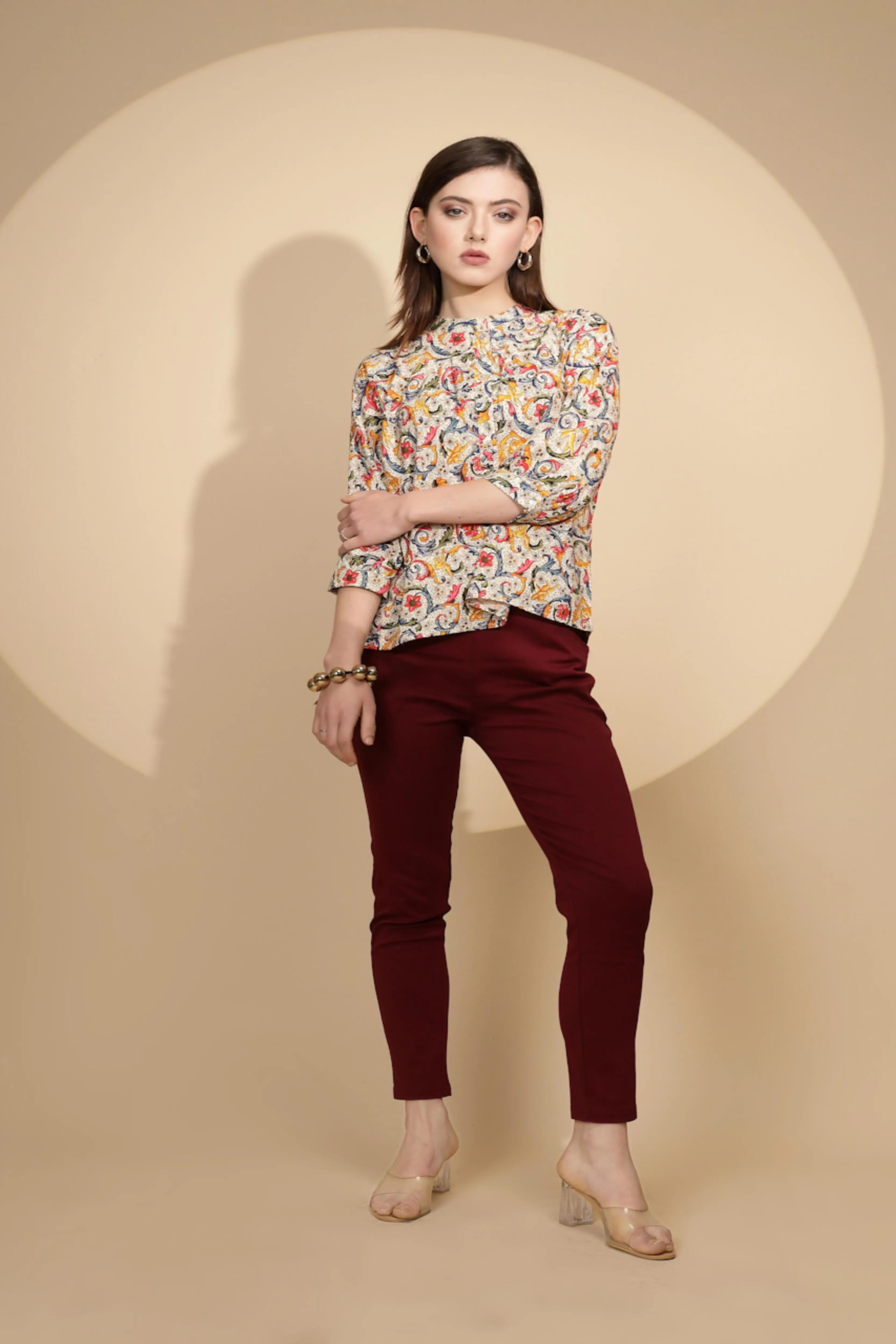 Multi Floral Print Cotton Top