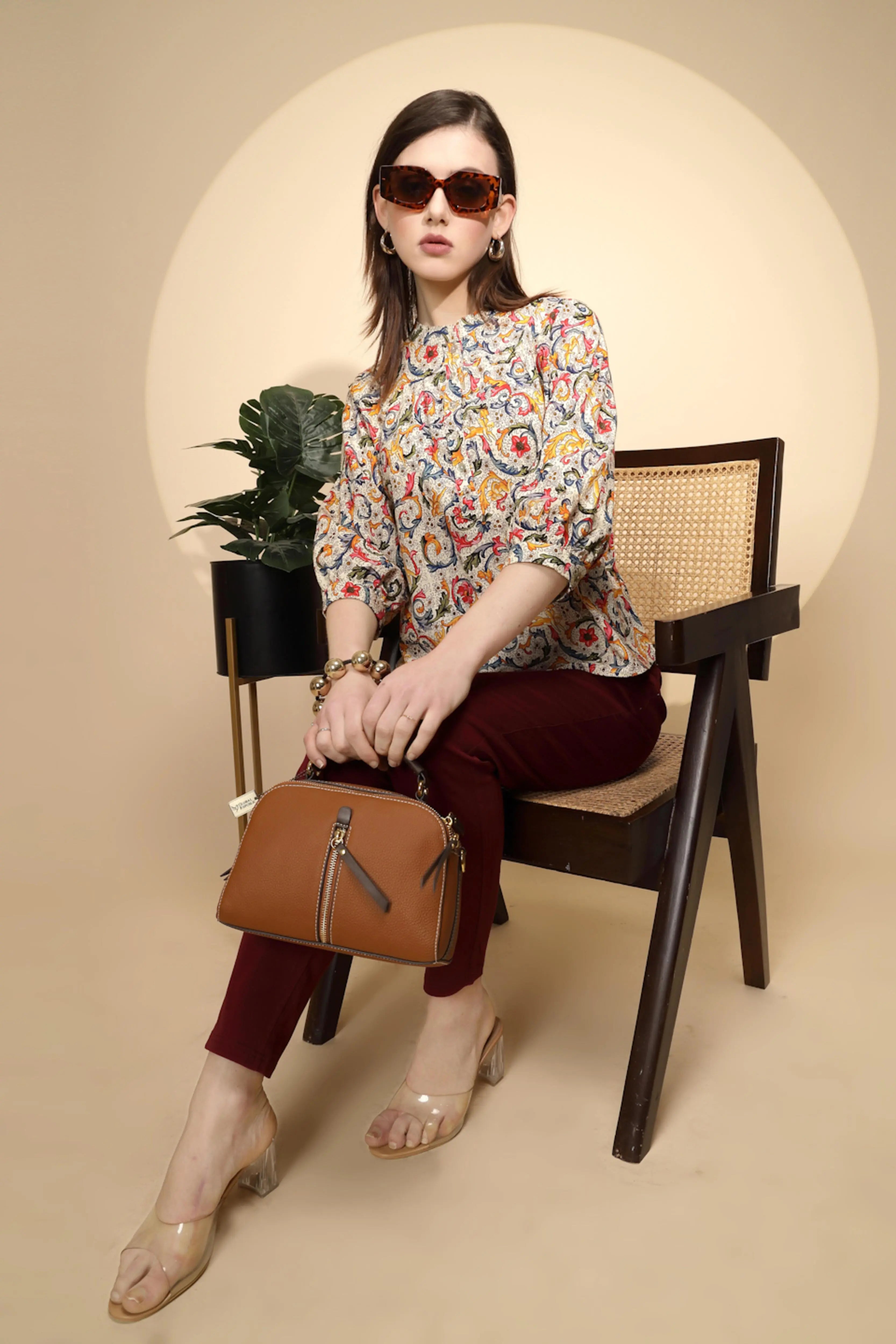 Multi Floral Print Cotton Top