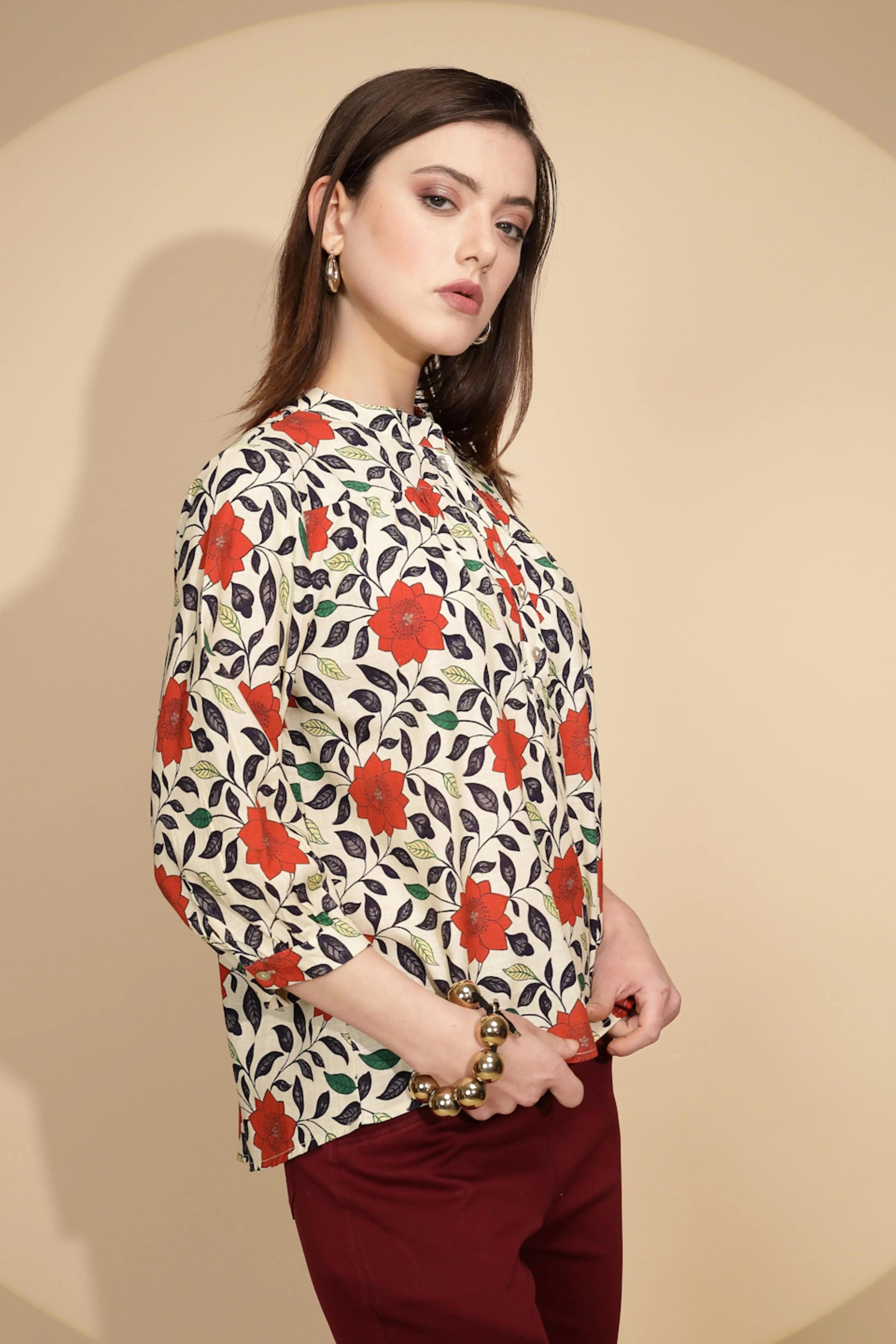 Red Floral Cotton Top - Global Republic