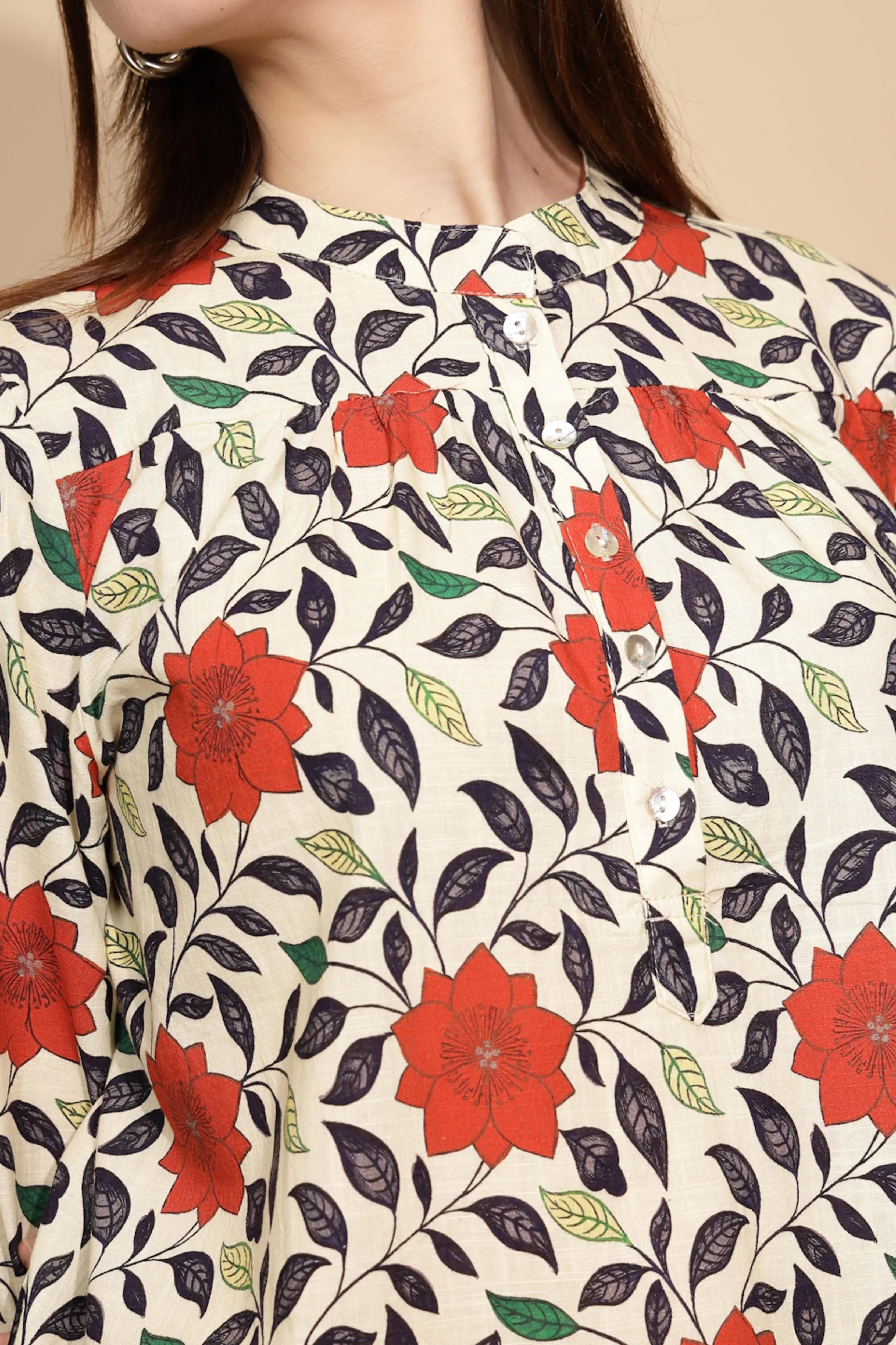 Red Floral Cotton Top - Global Republic