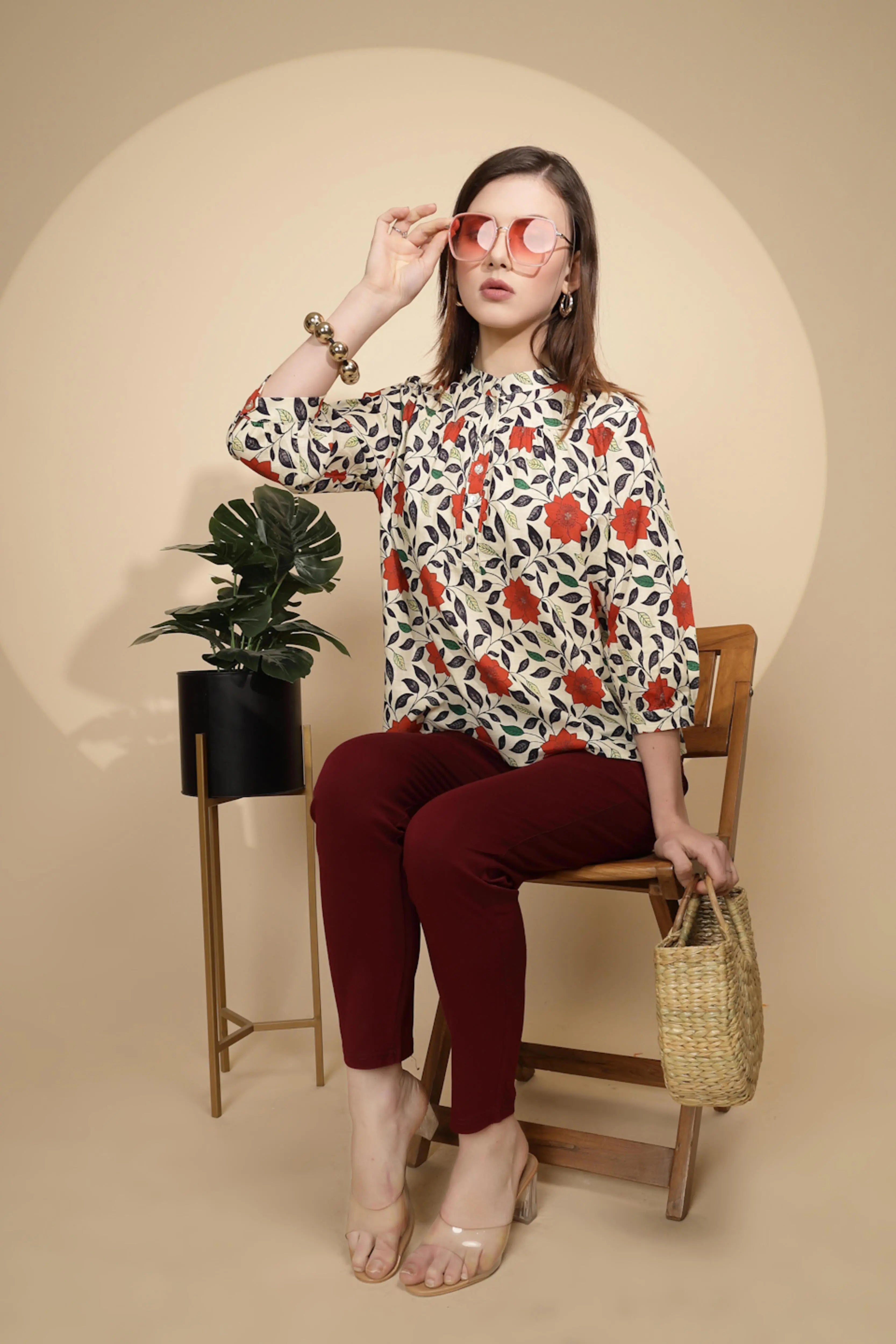 Red Floral Cotton Top - Global Republic