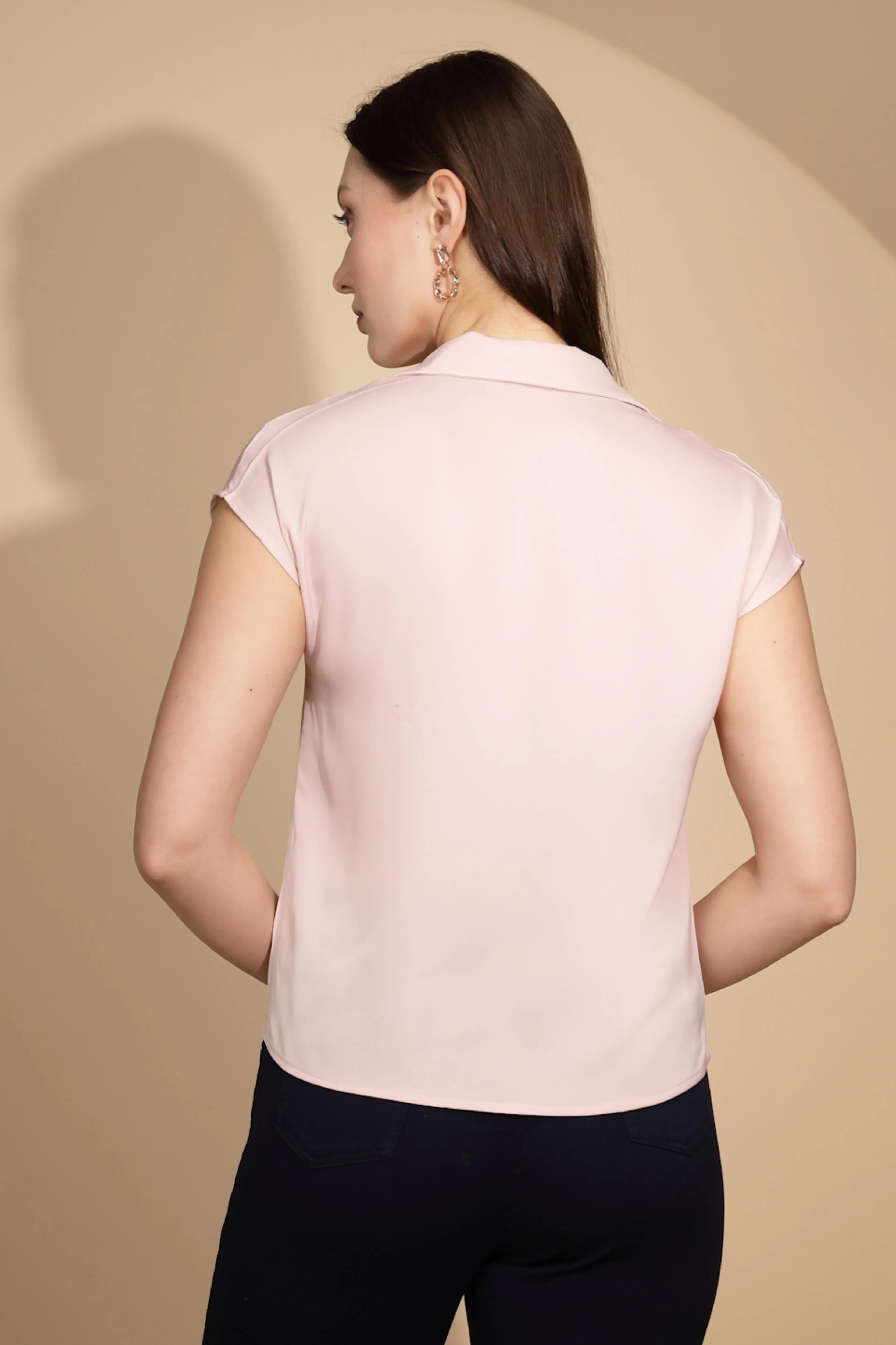 Pastel Pink Satin Loose Formal Shirt - Global Republic