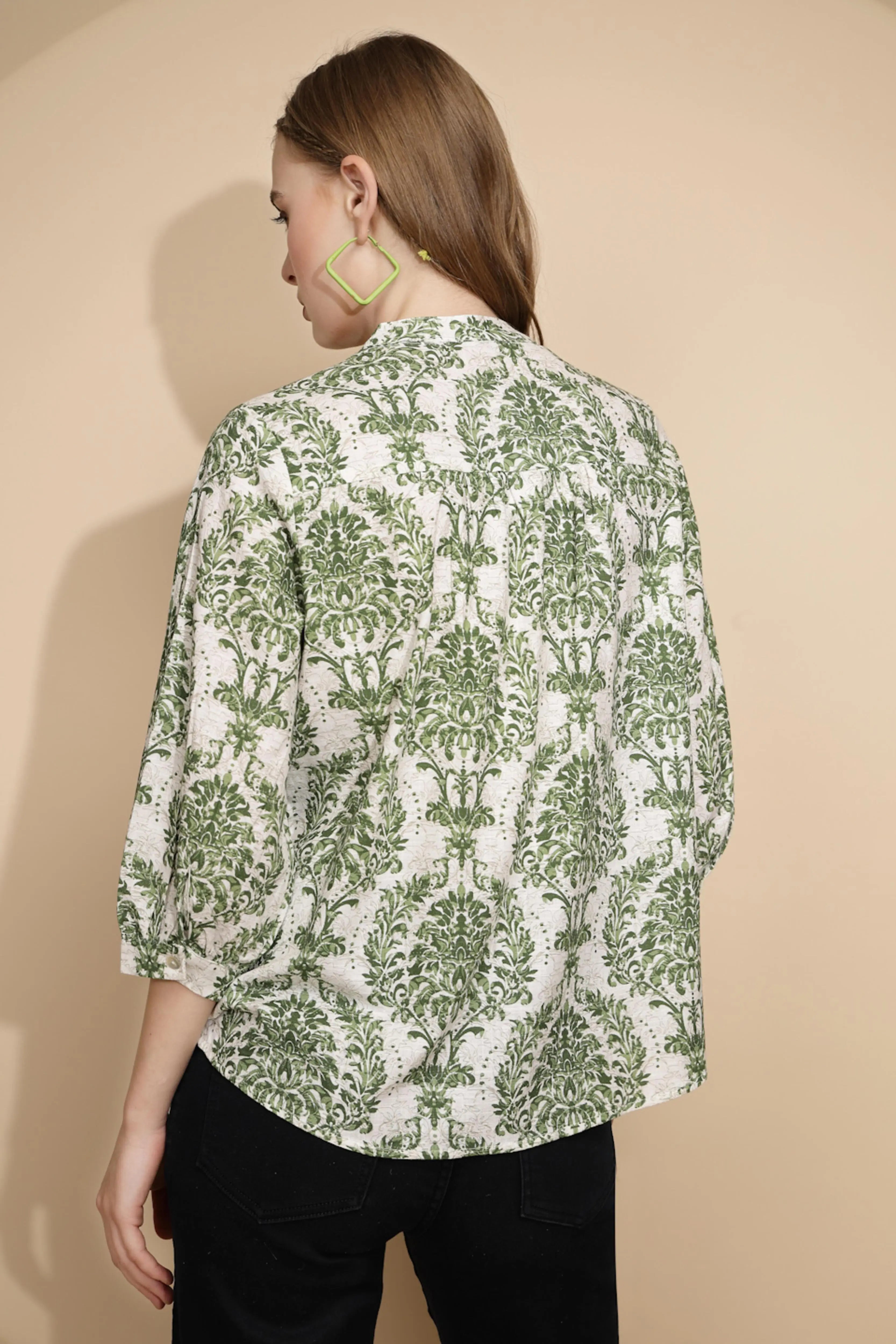 Green Printed Cotton Top - Global Republic
