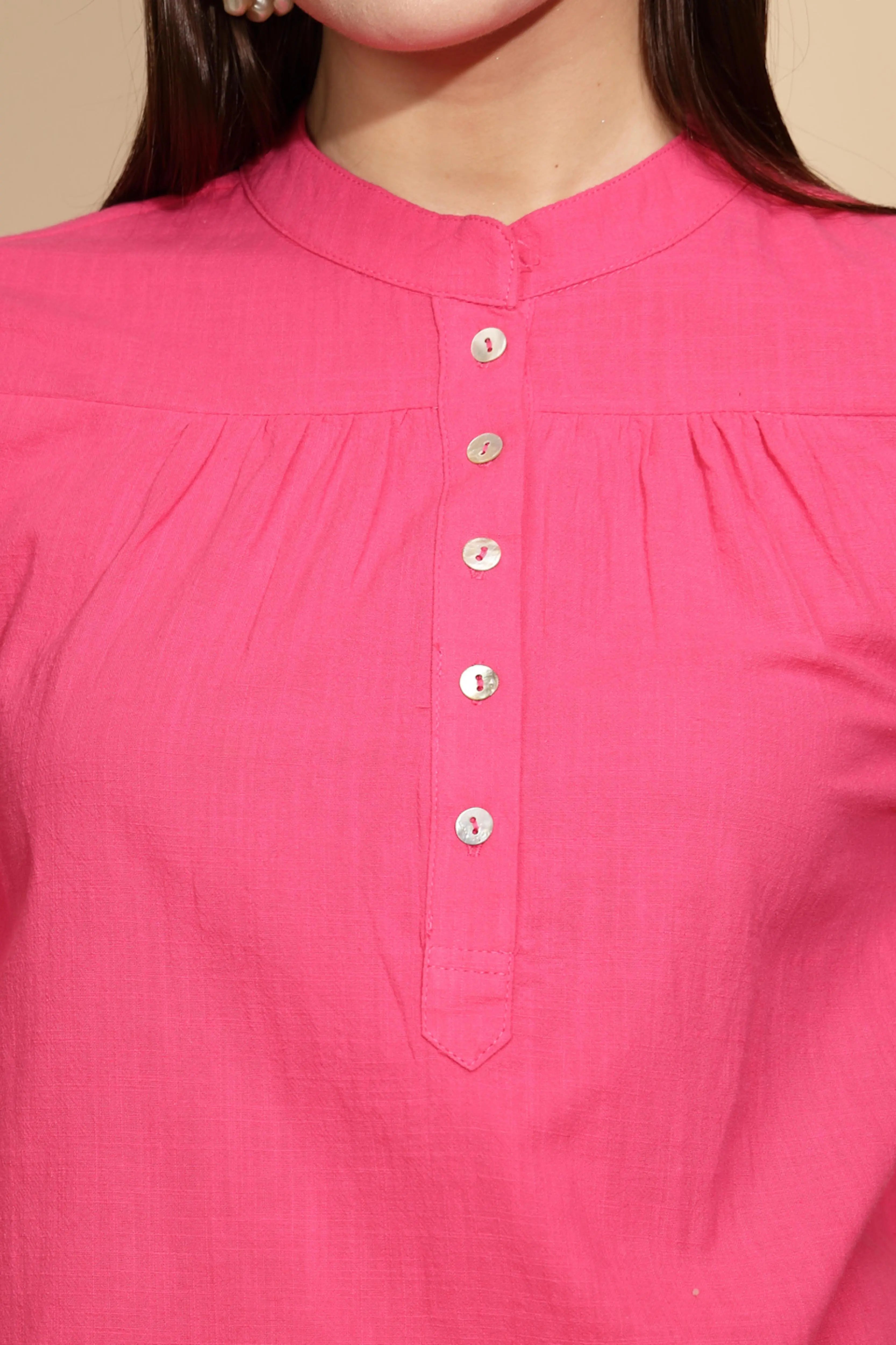 Hot Pink Cotton Solid Top - Global Republic