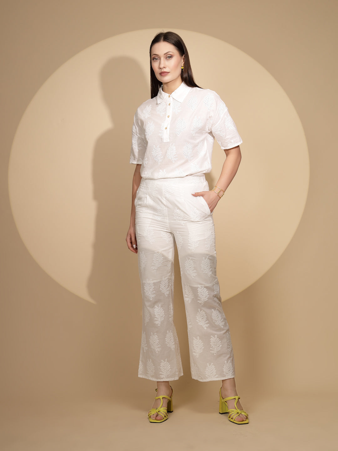 White Cotton Regular Fit Lower - Global Republic