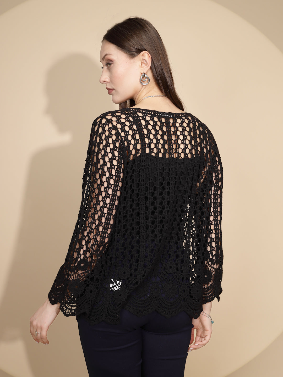 Black Cotton Blend Shrug - Global Republic