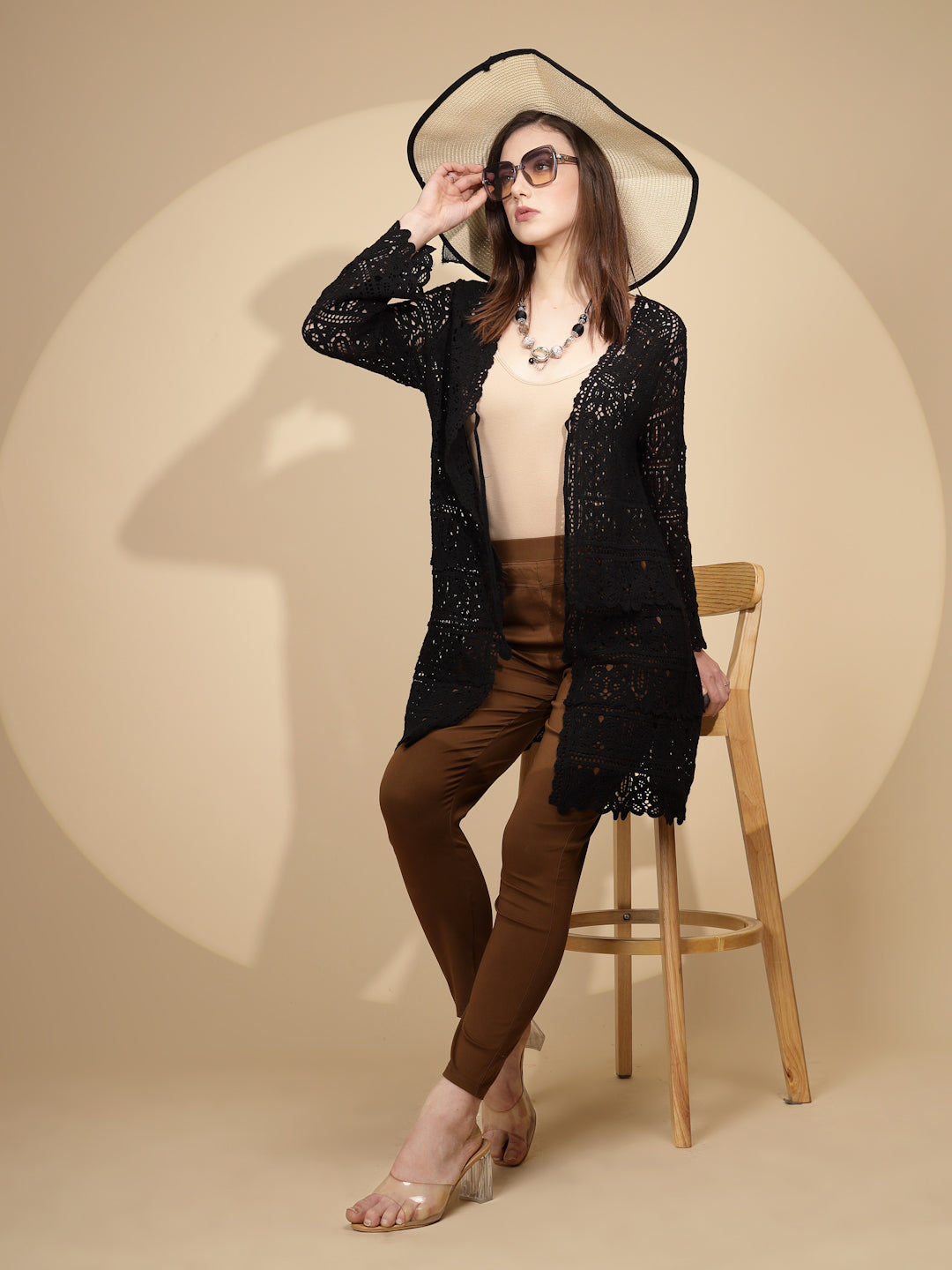 Black Cotton Blend Shrug - Global Republic