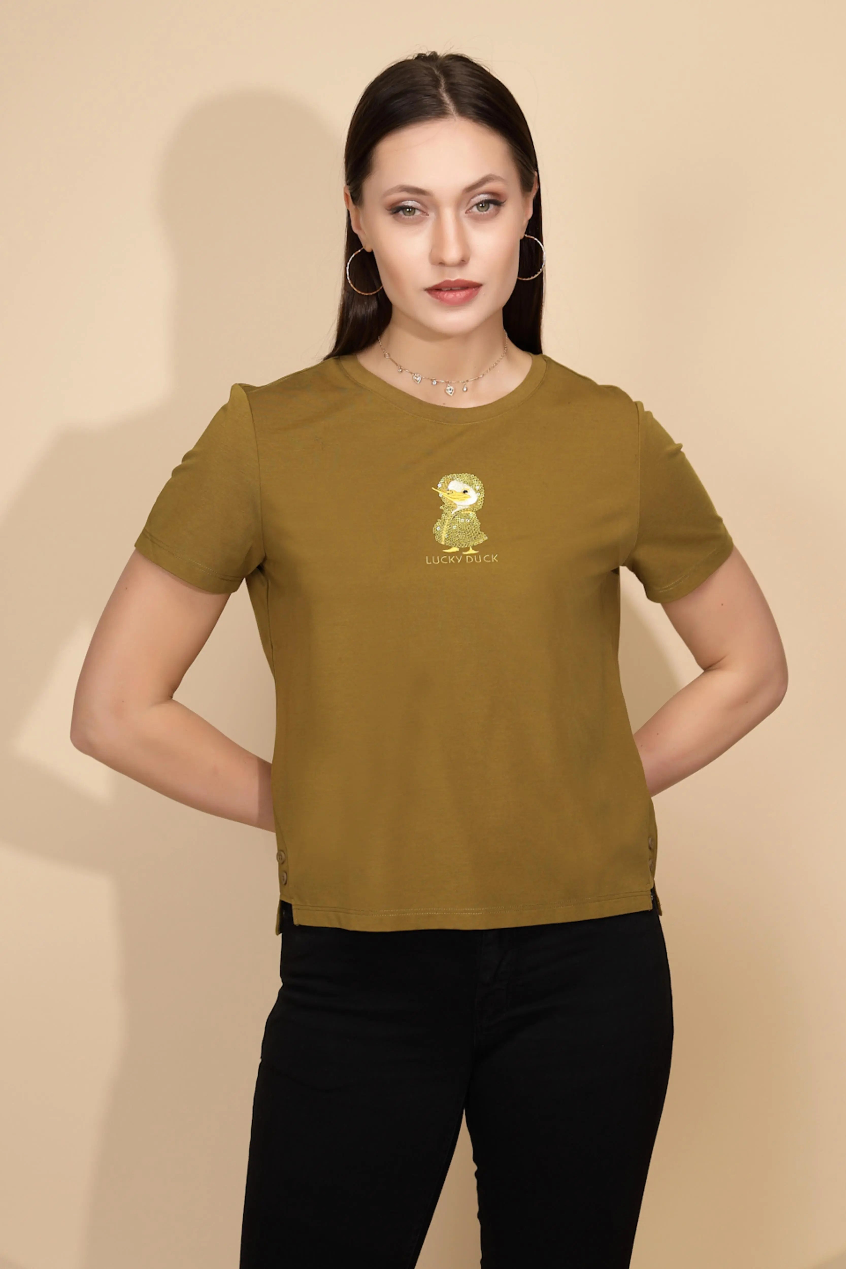 Olive Cotton Blend Regular Fit Top - Global Republic