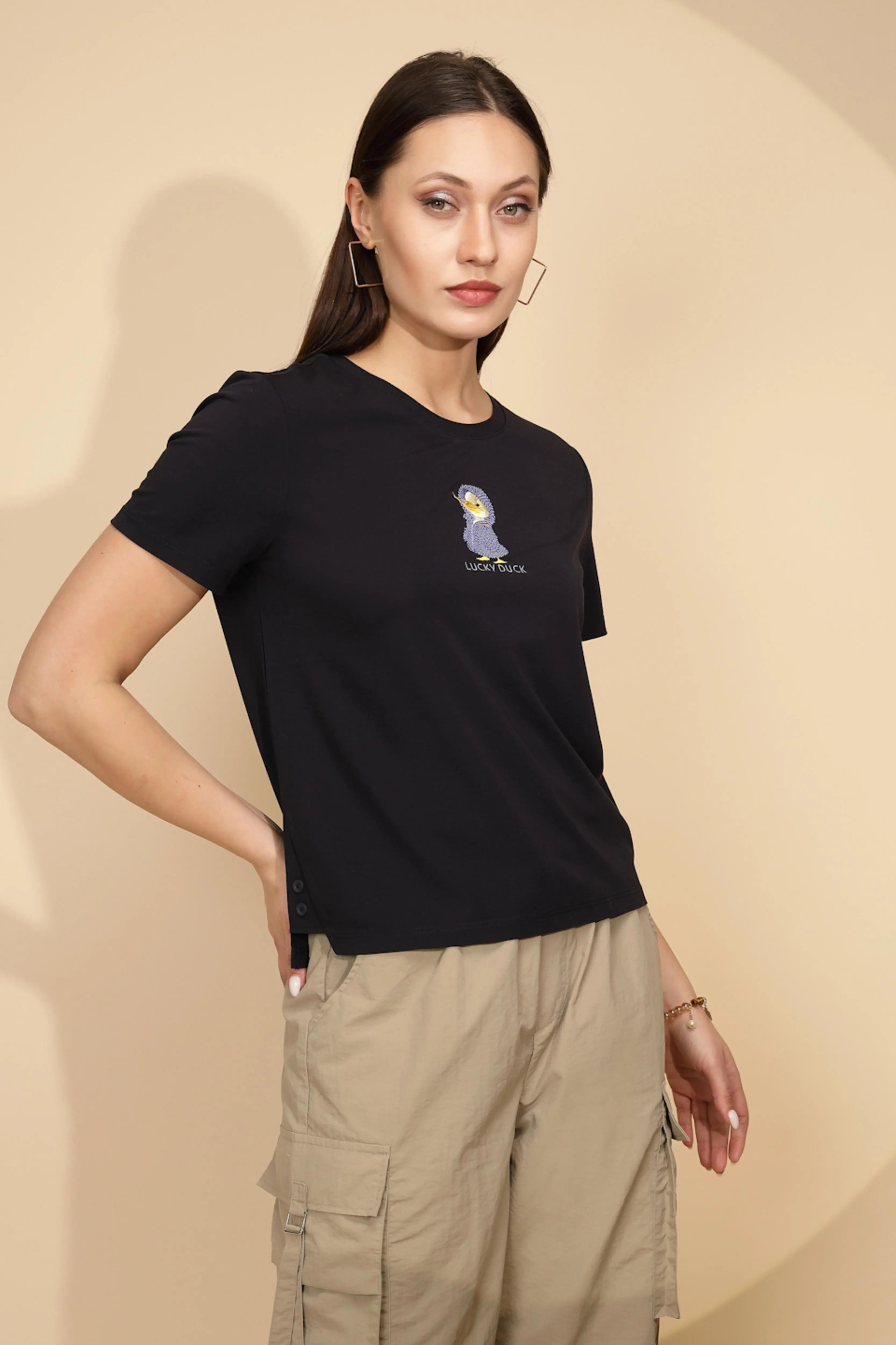 Navy Regular Fit Cotton Blend Top - Global Republic