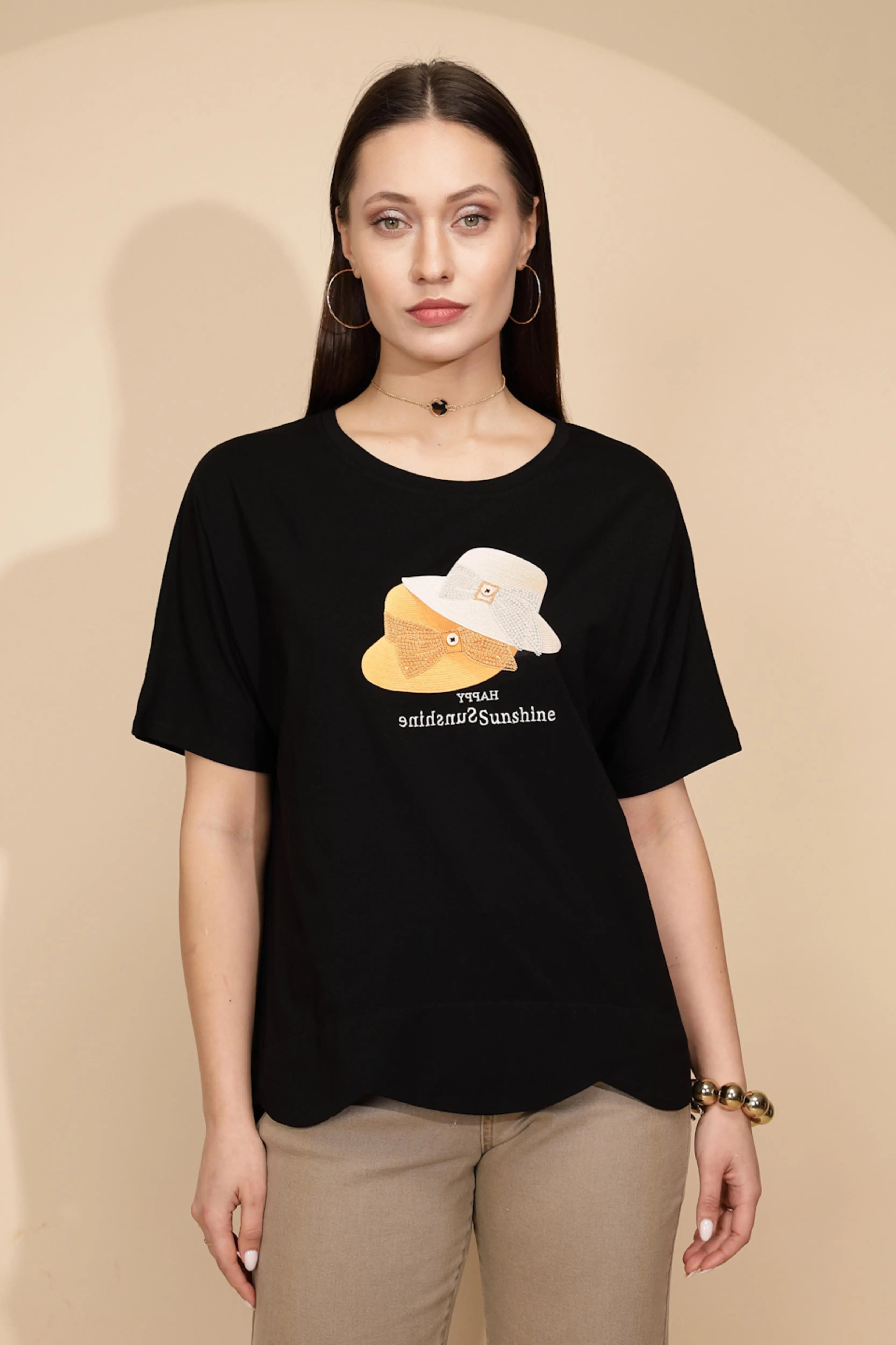 Black Cotton Regular Fit Top - Global Republic