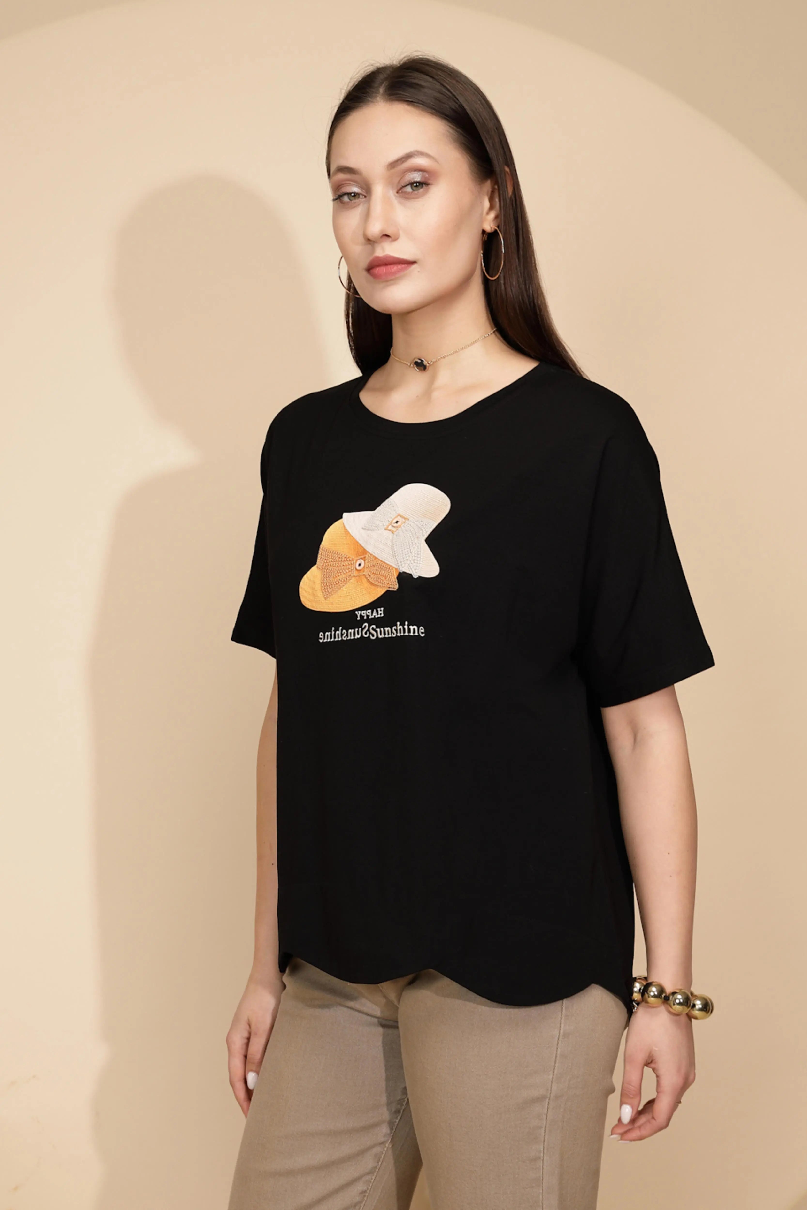 Black Cotton Regular Fit Top - Global Republic