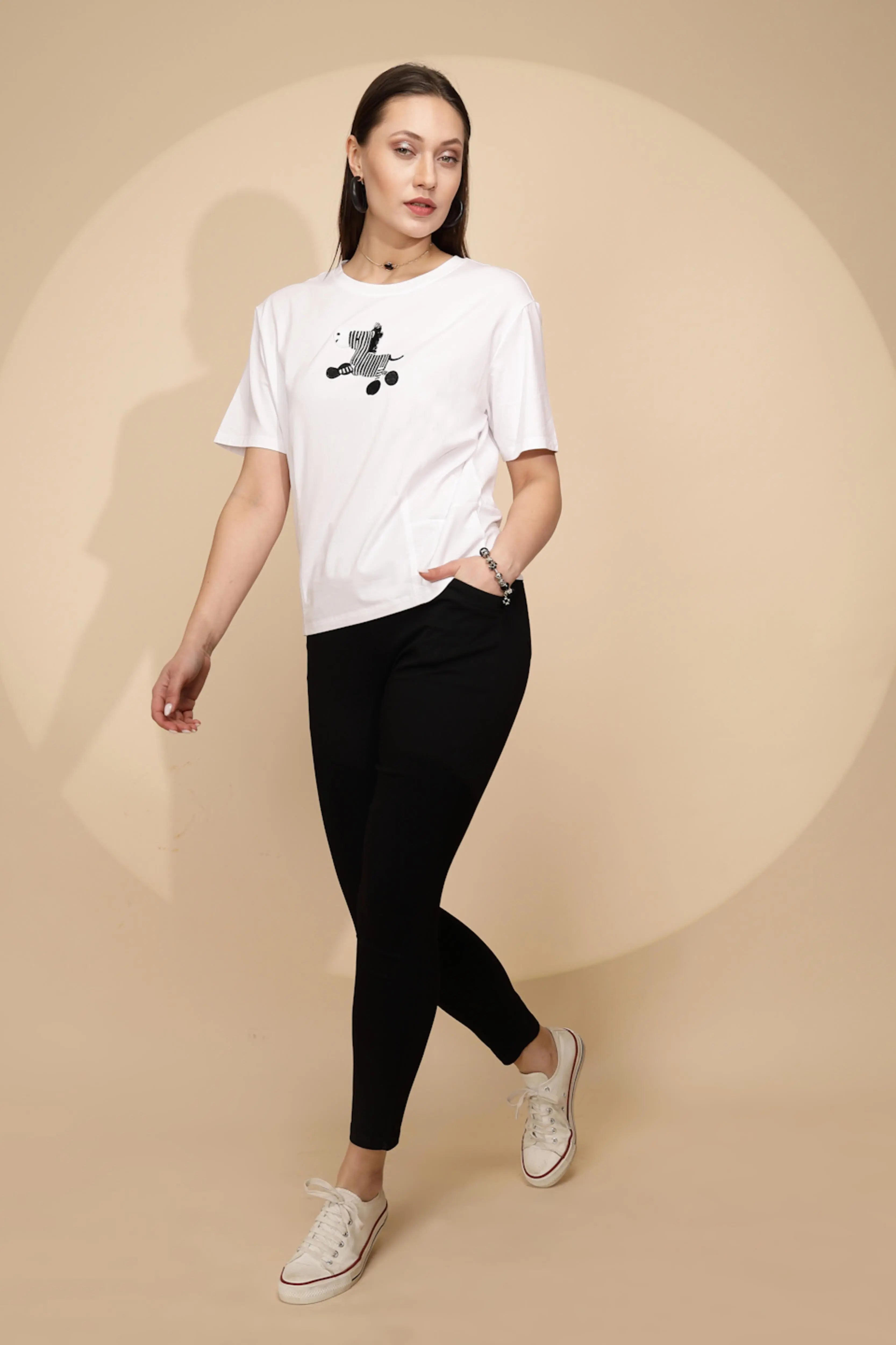 White Cotton Regular Fit Top