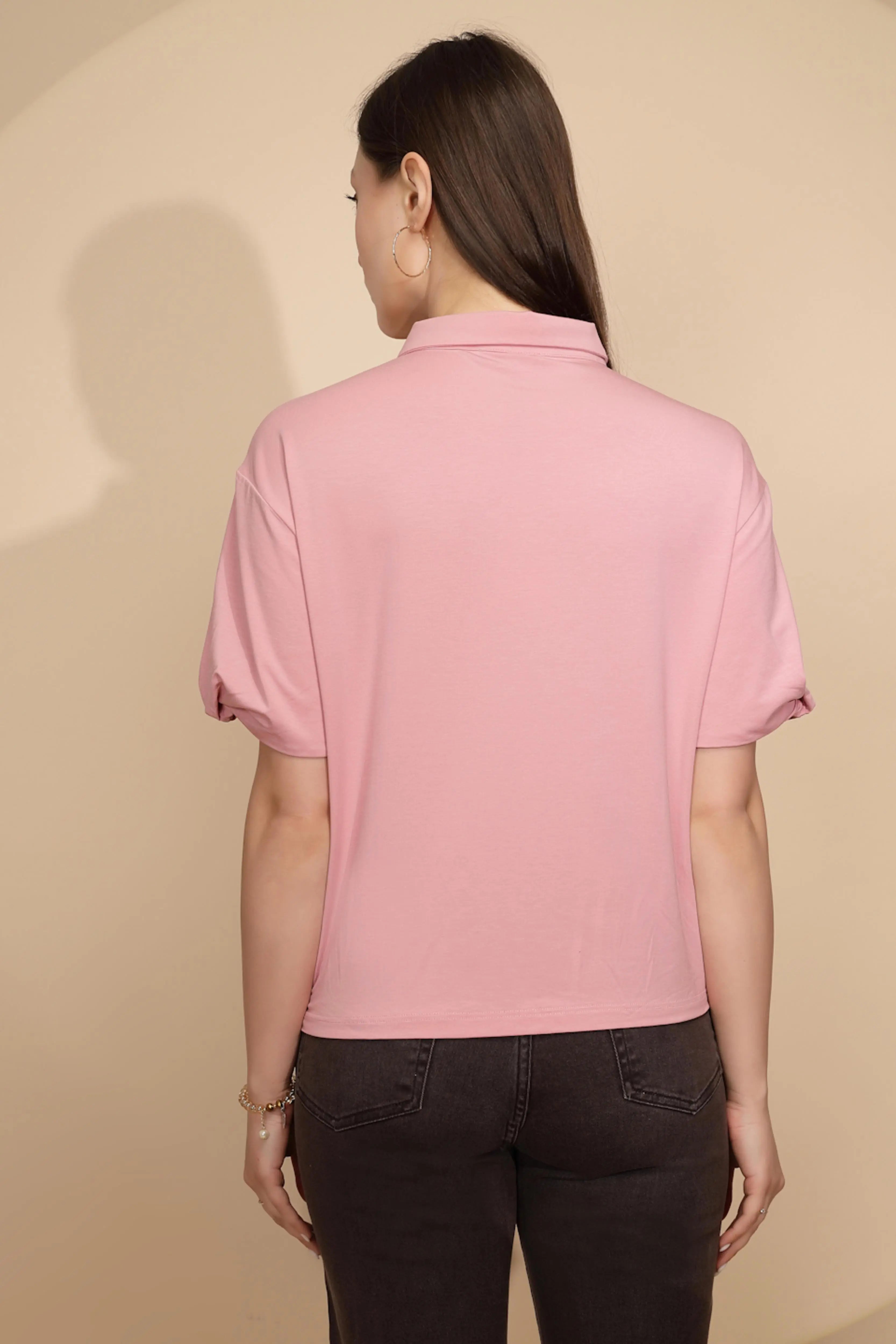 Pink Cotton Blend Regular Fit Top - Global Republic