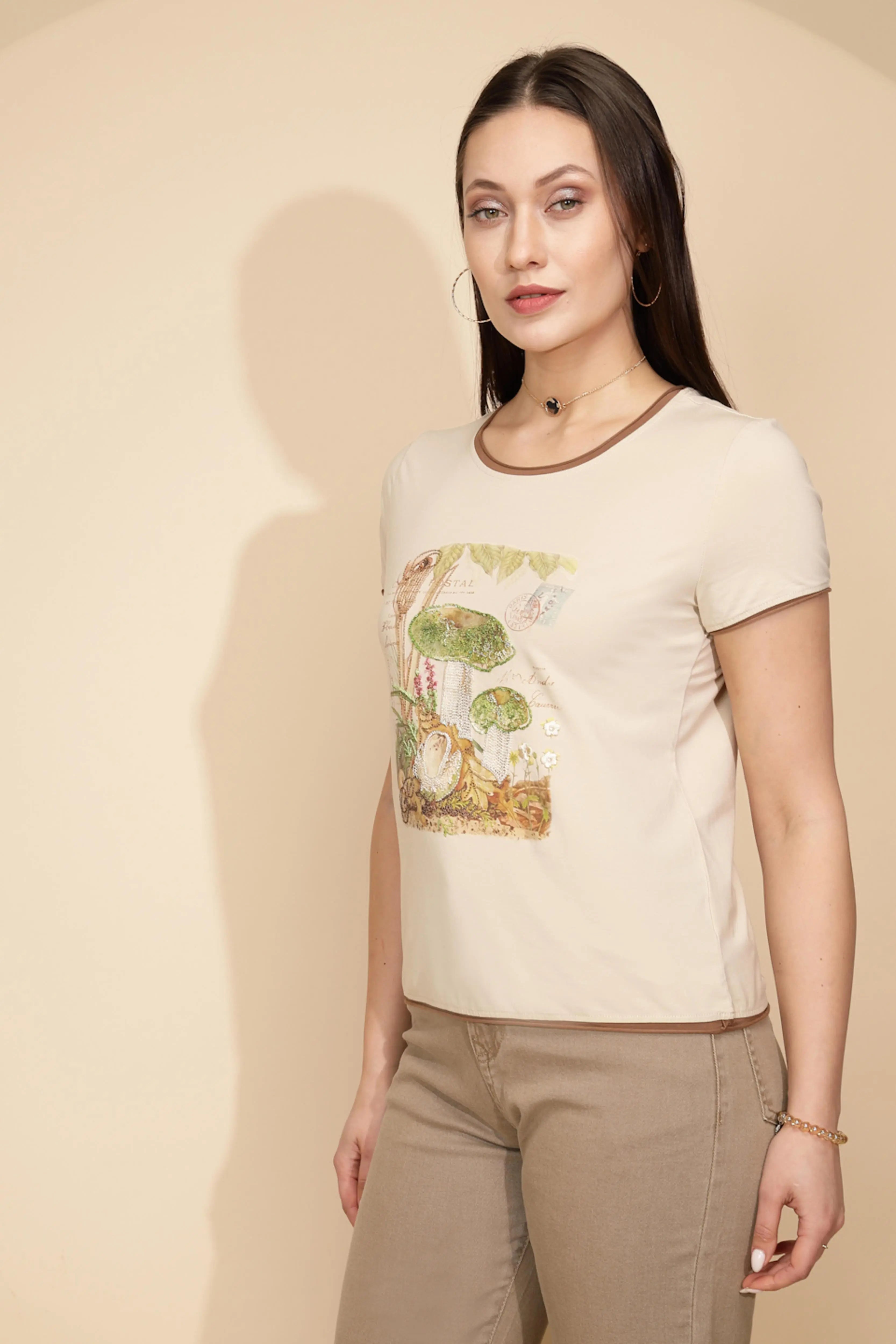 Beige Cotton Regular Fit Top - Global Republic