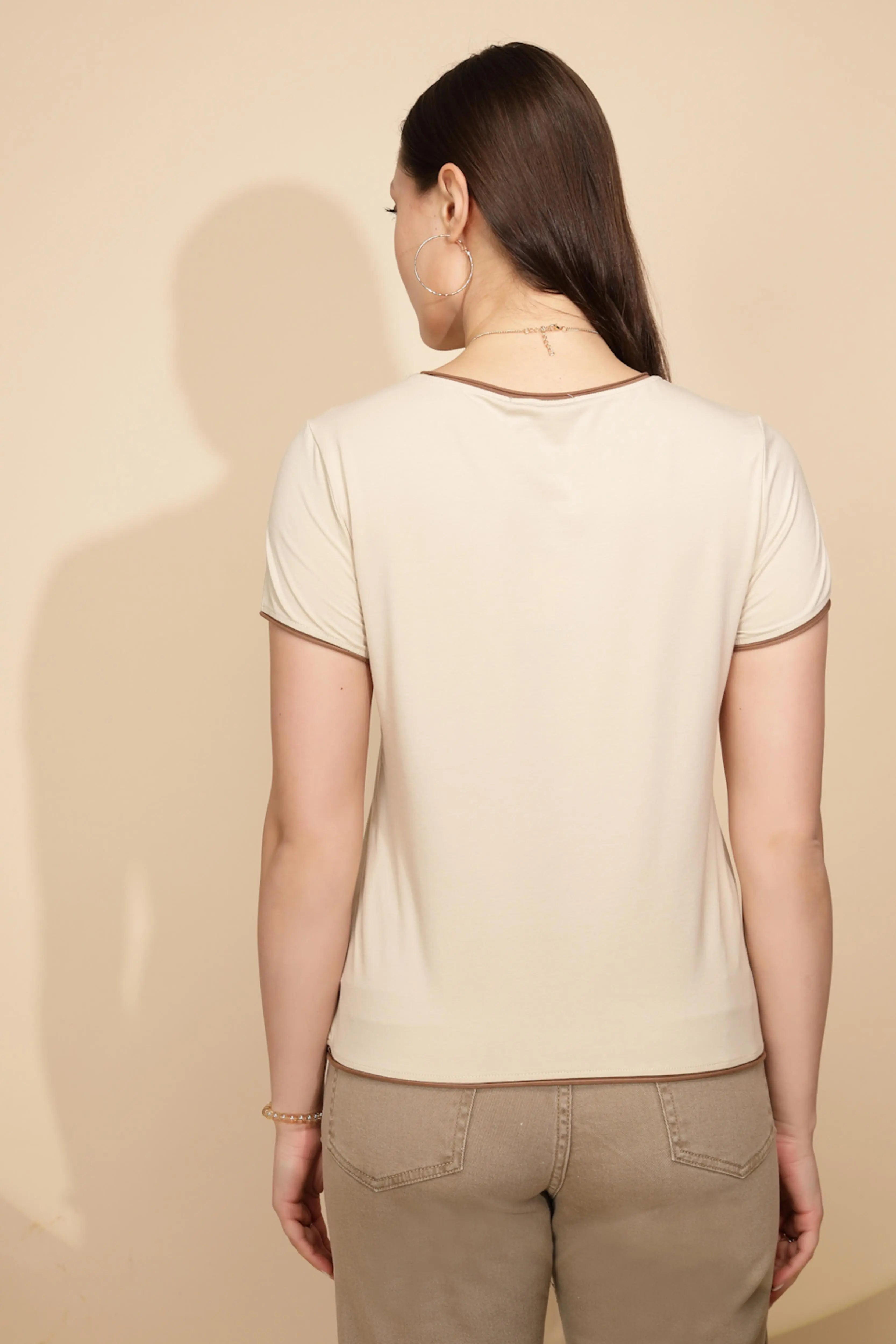 Beige Cotton Regular Fit Top - Global Republic