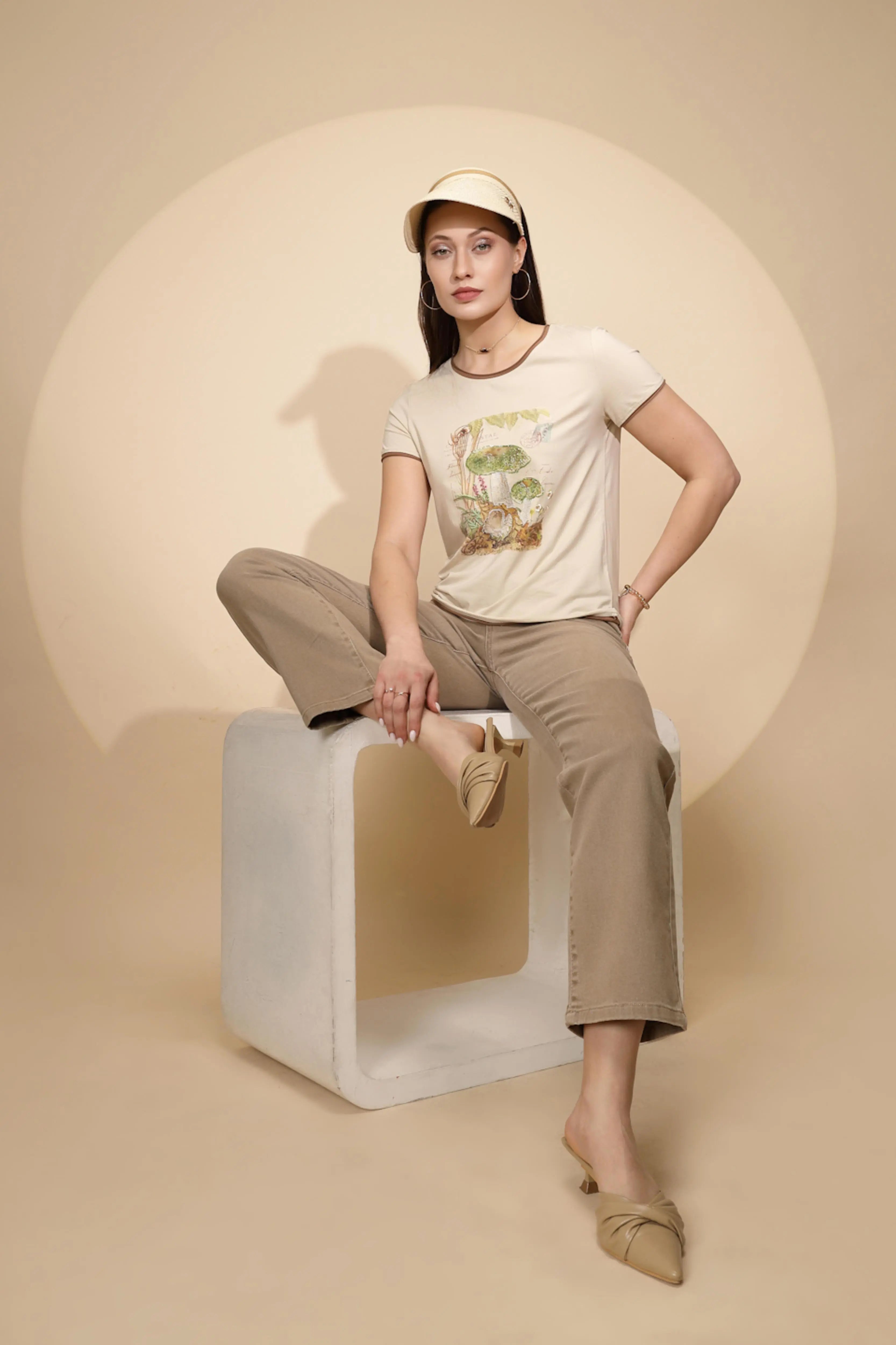 Beige Cotton Regular Fit Top - Global Republic