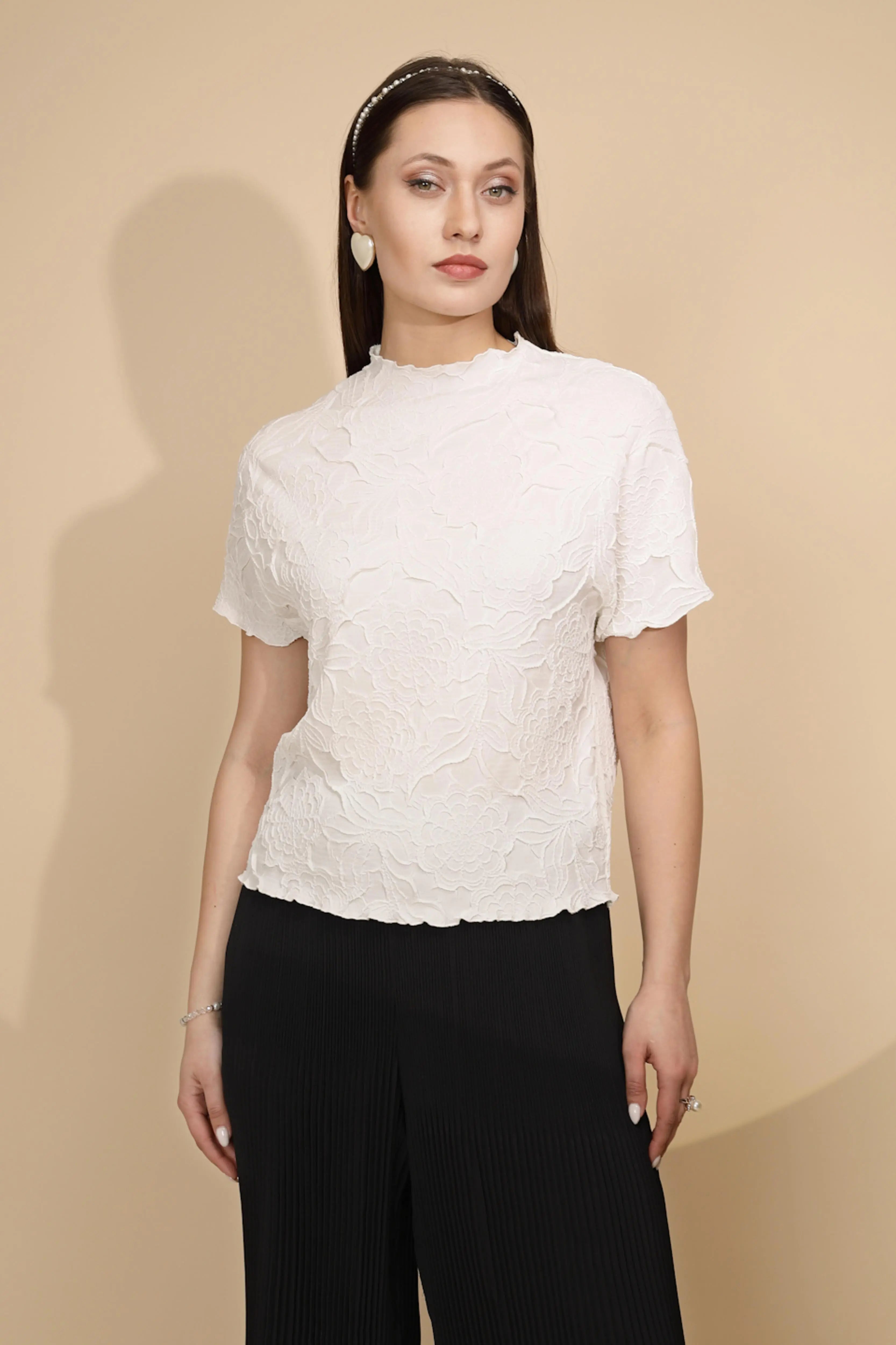 White cotton Regular Fit Top - Global Republic