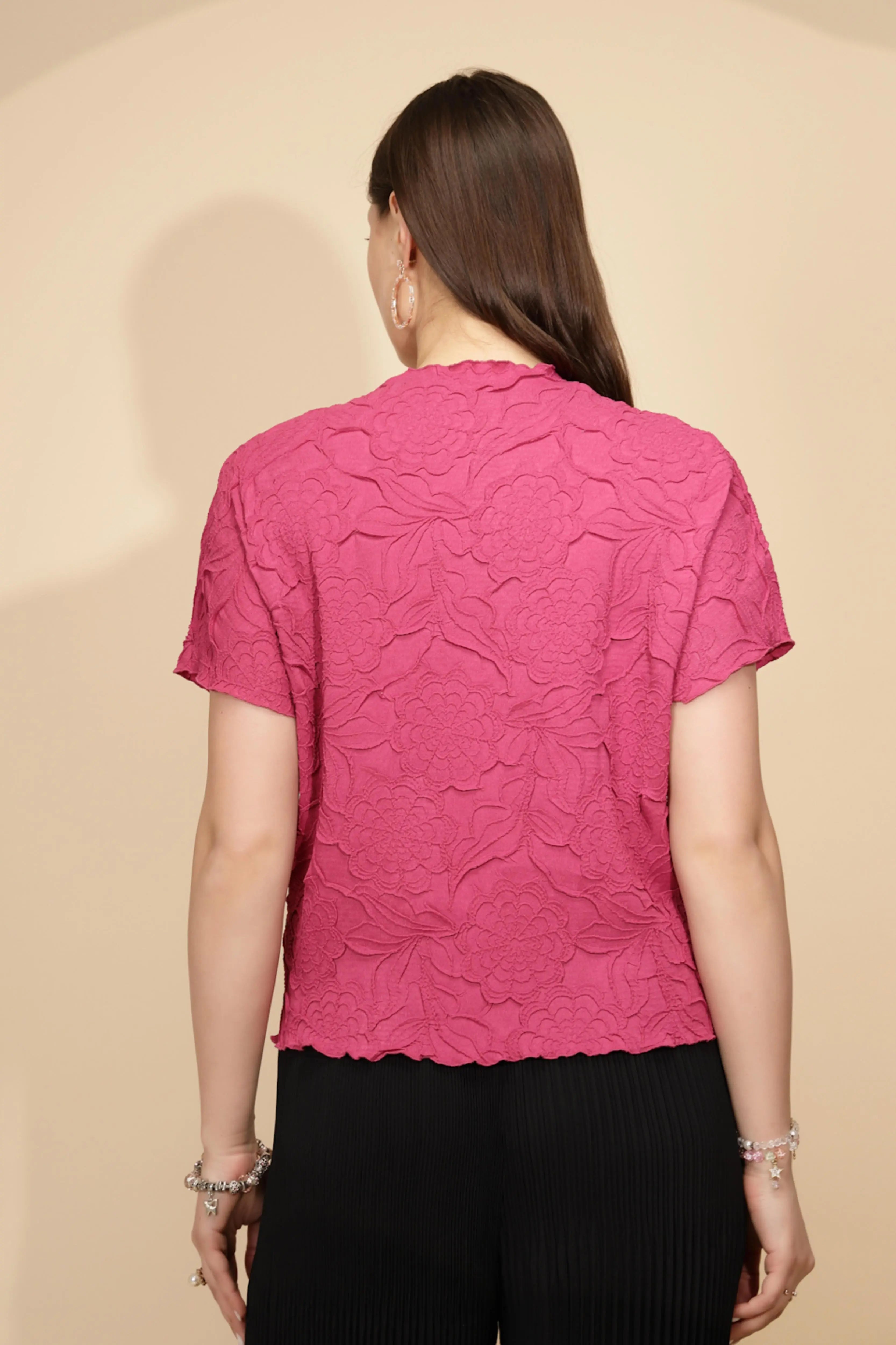 Hot Pink cotton Regular Fit Top - Global Republic