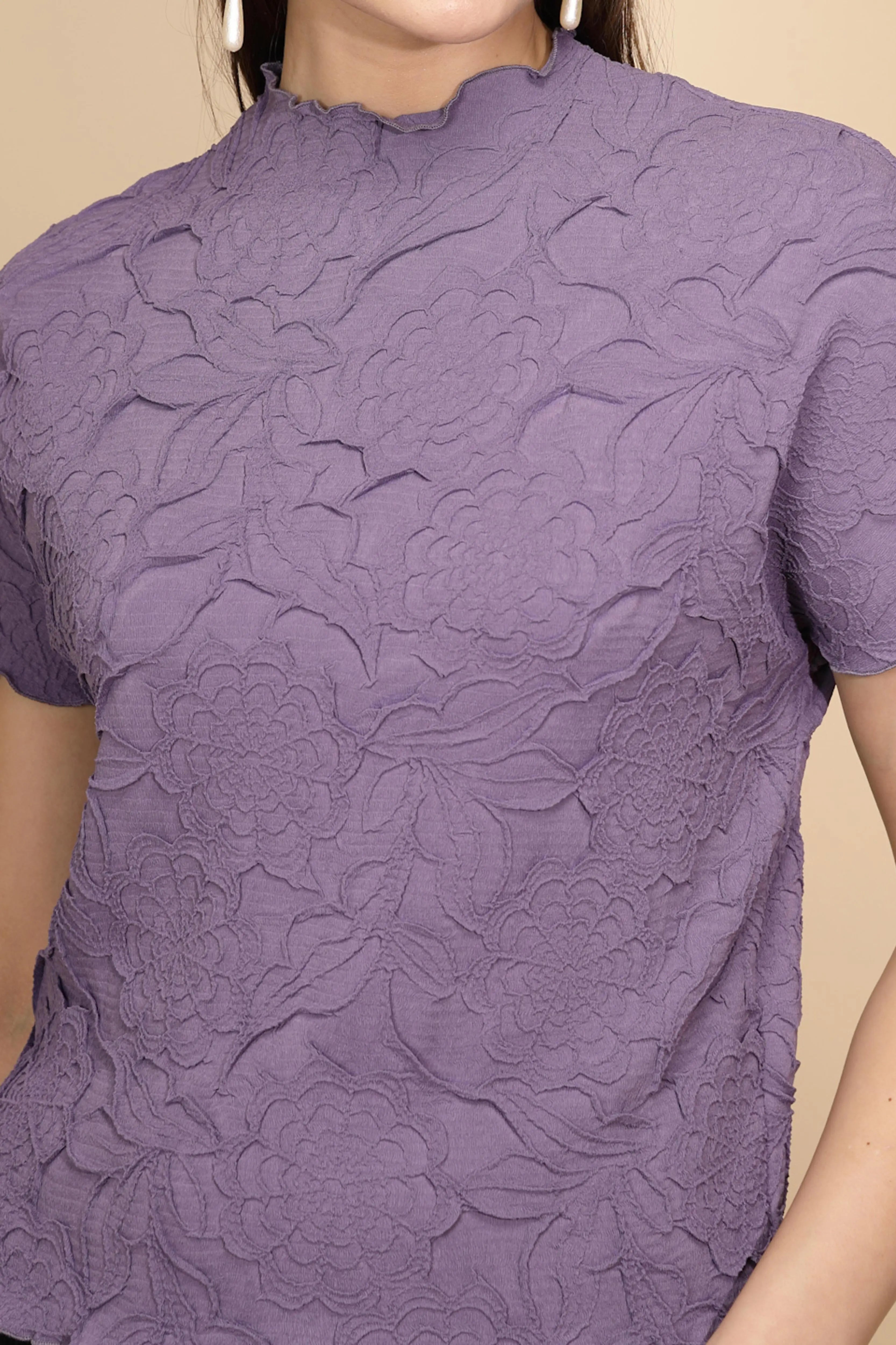 Mauve Cotton Regular Fit Top - Global Republic