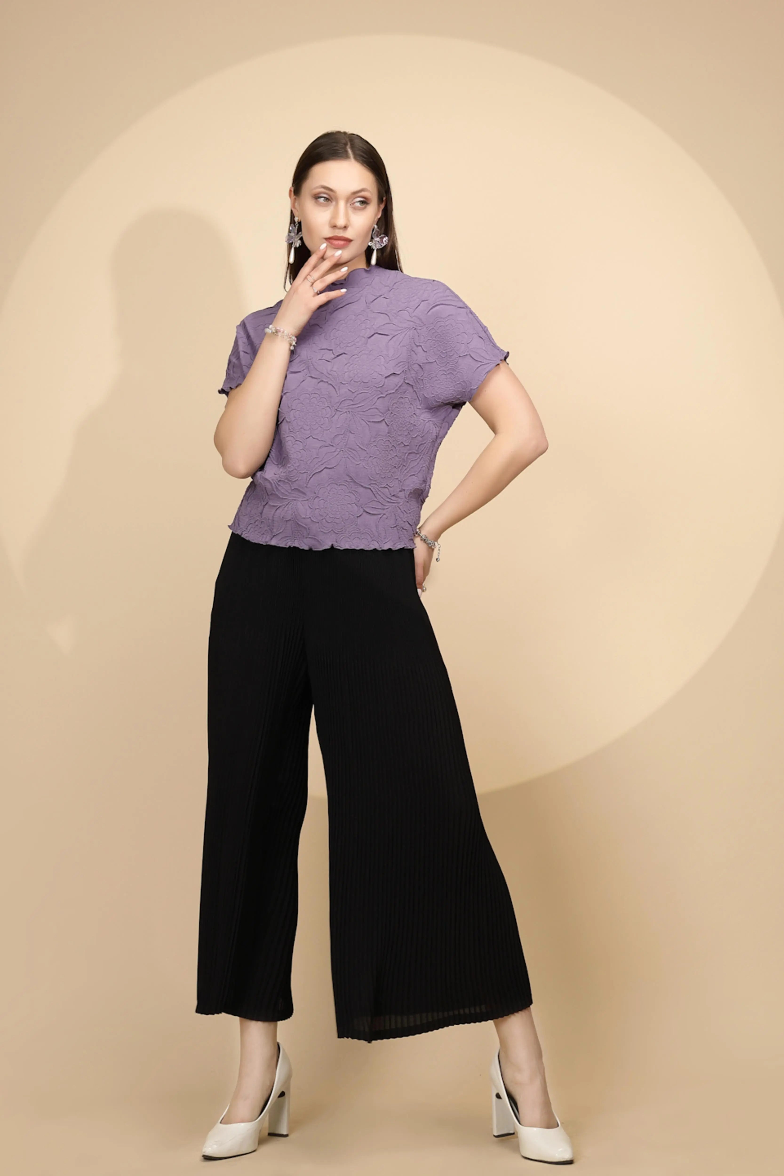 Mauve Cotton Regular Fit Top - Global Republic
