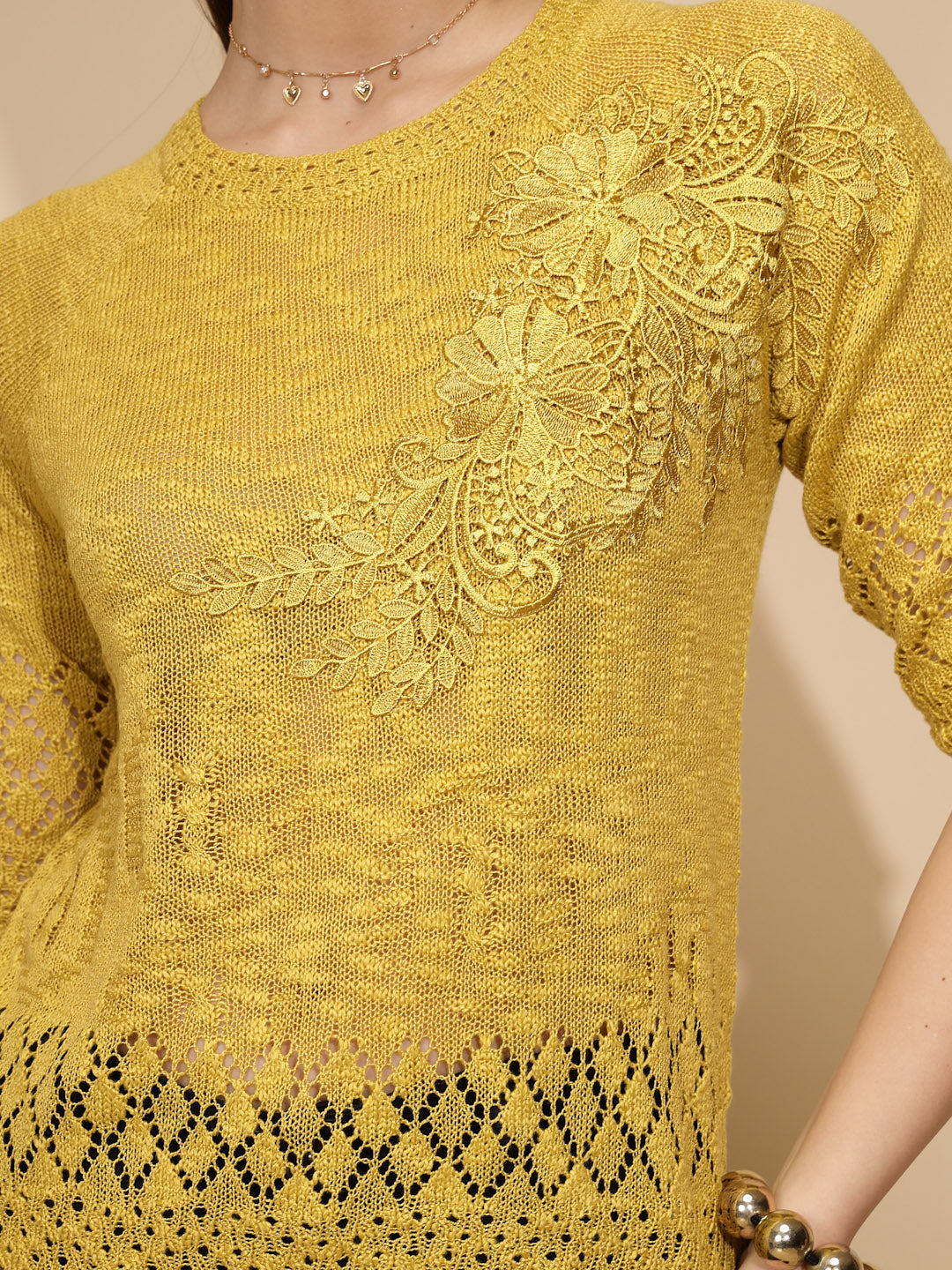 Yellow Rayon Regular Fit Top For Women - Global Republic