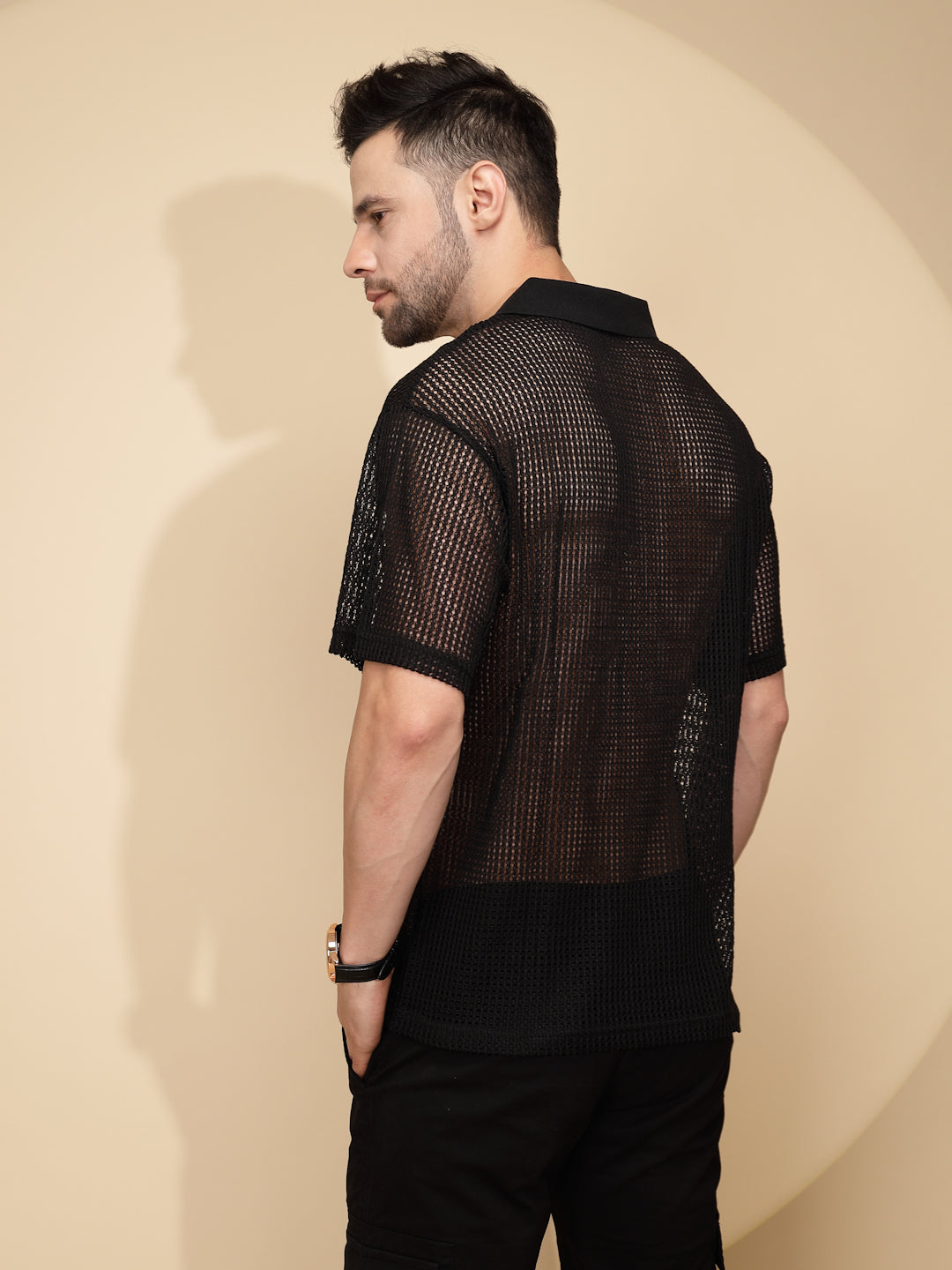 Black cotton Regular Fit T-Shirt - Global Republic