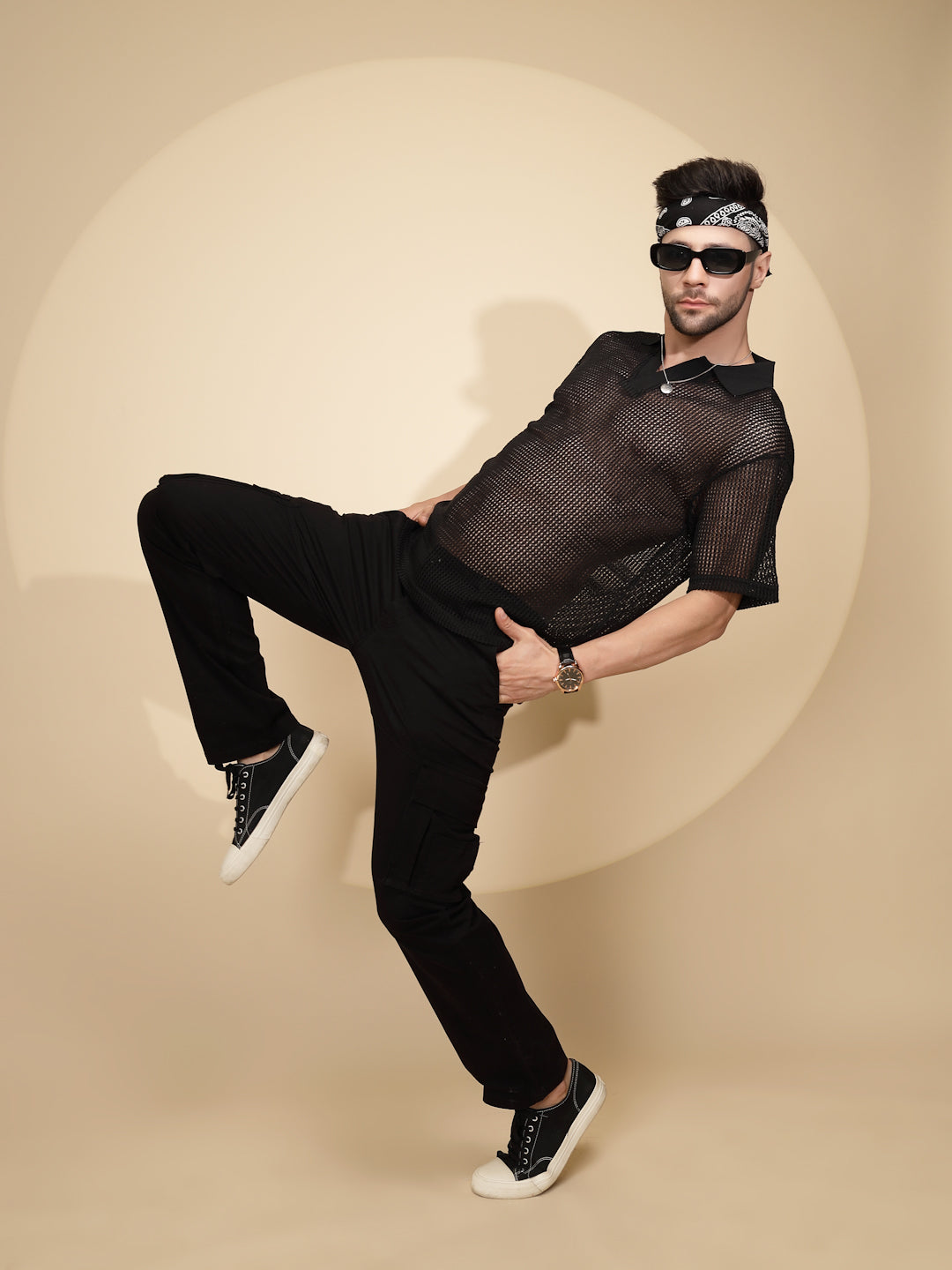 Black cotton Regular Fit T-Shirt - Global Republic