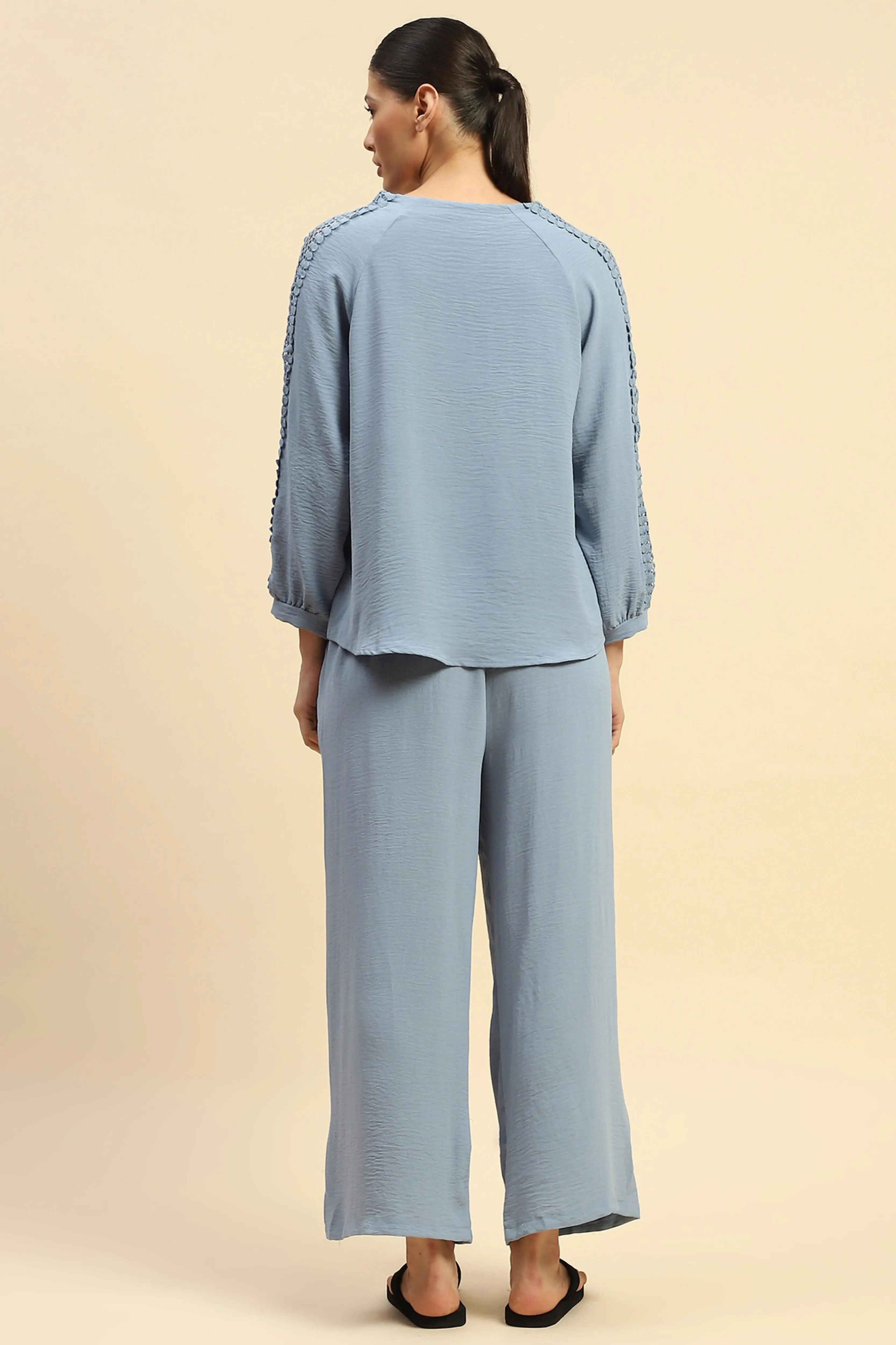 Blue Rayon Relaxed Fit Night Suit For Women - Global Republic