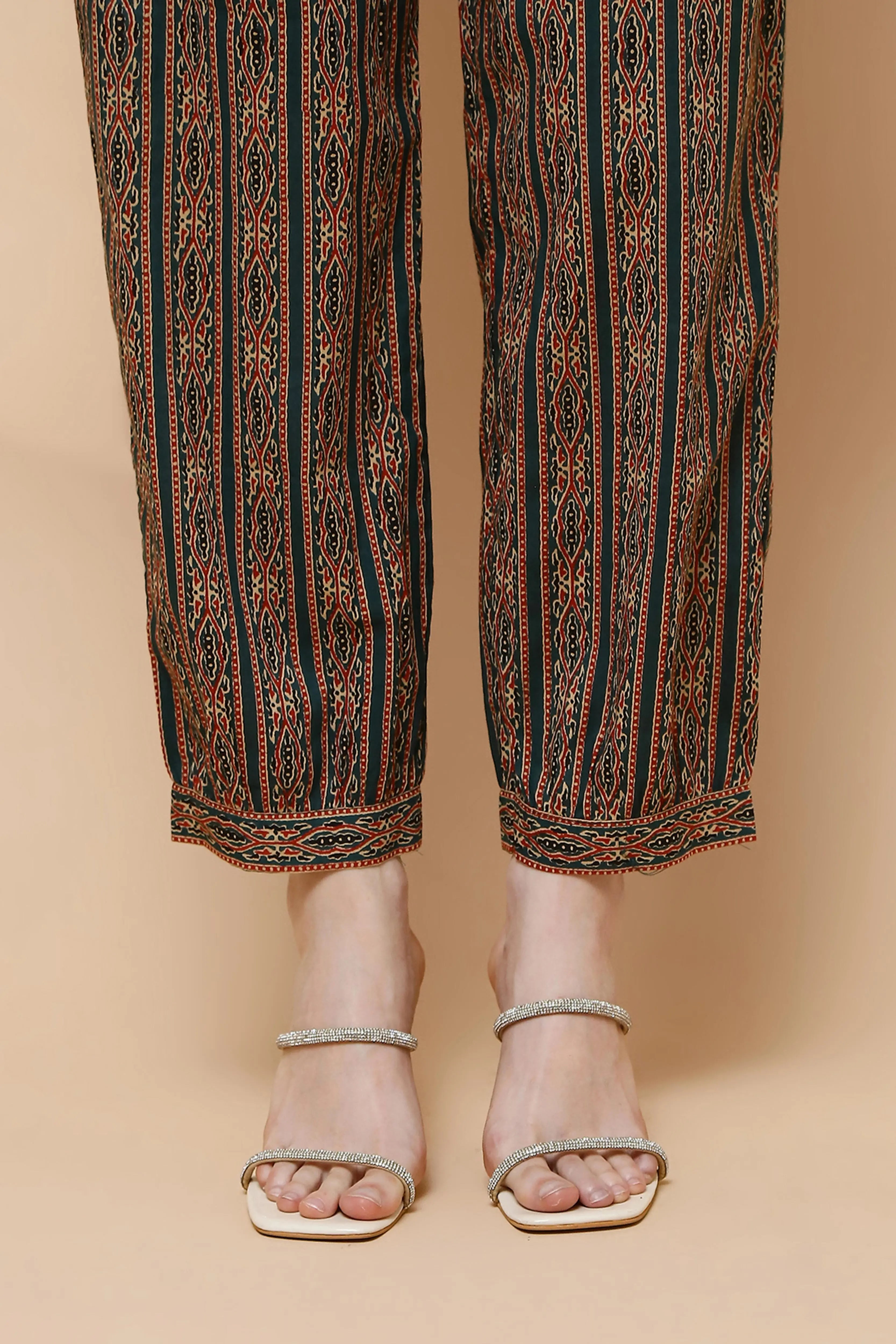 Rust Green Cotton Blend Kurta Set - Global Republic
