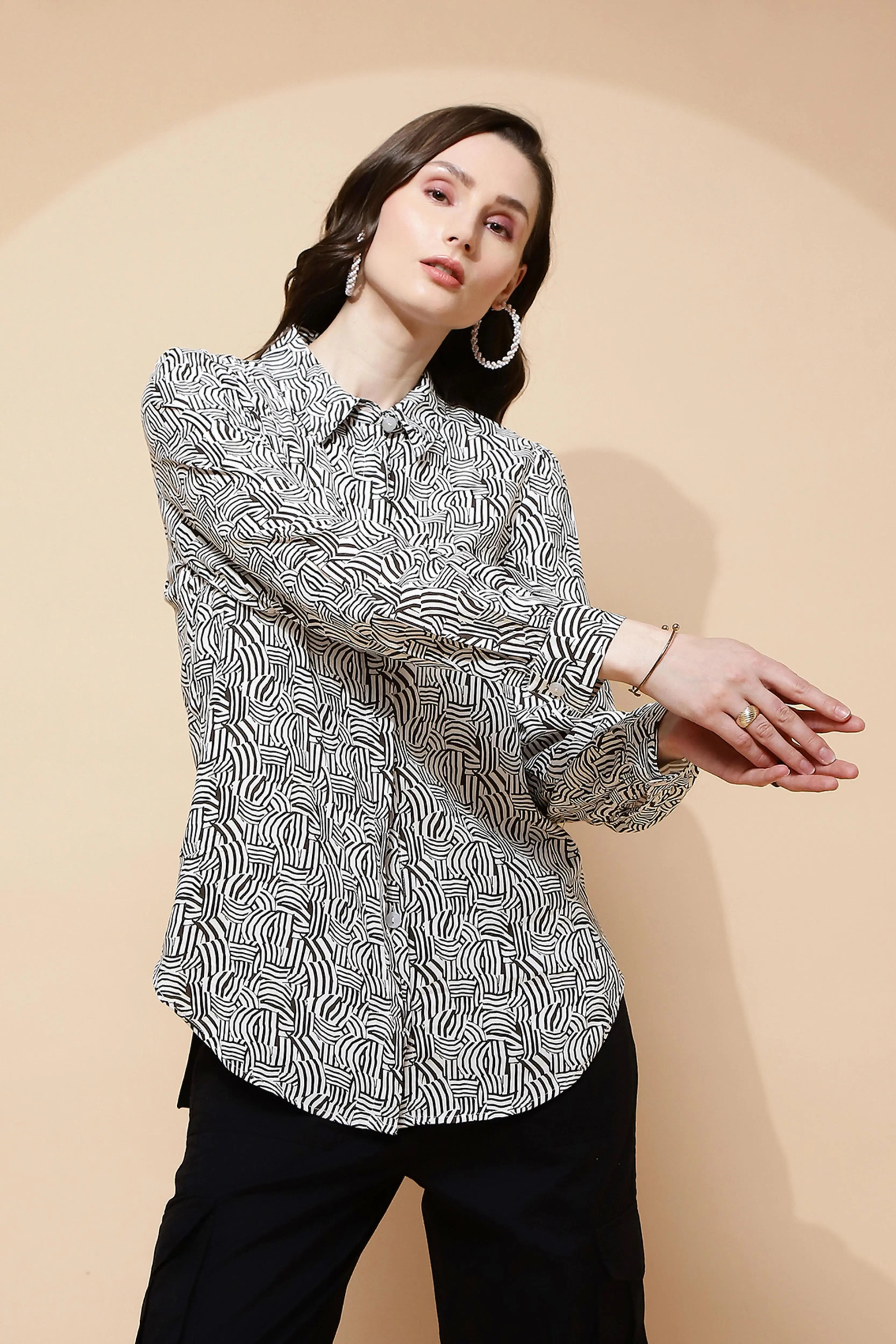 Black And White Rayon Shirt - Global Republic