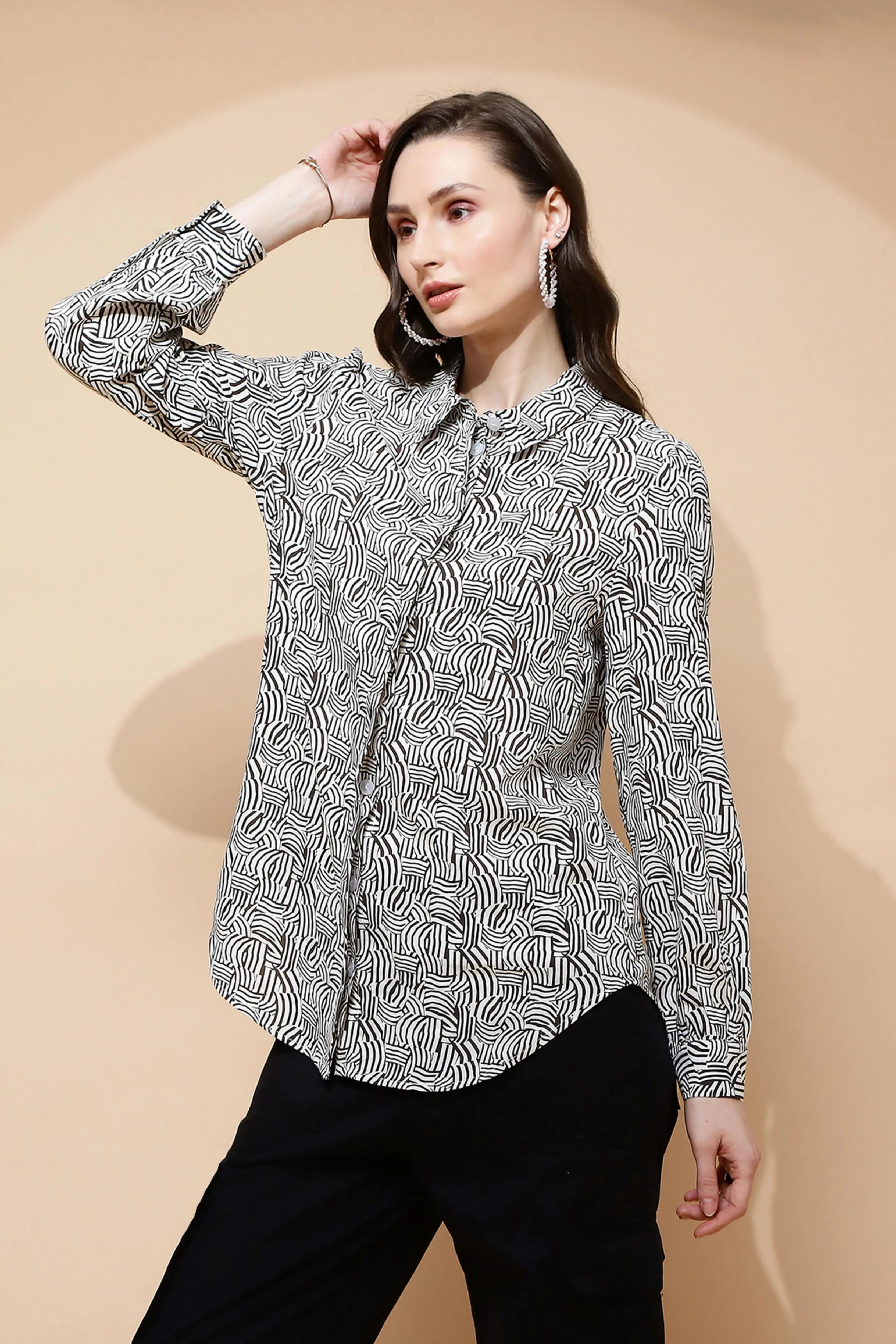 Black And White Rayon Shirt - Global Republic