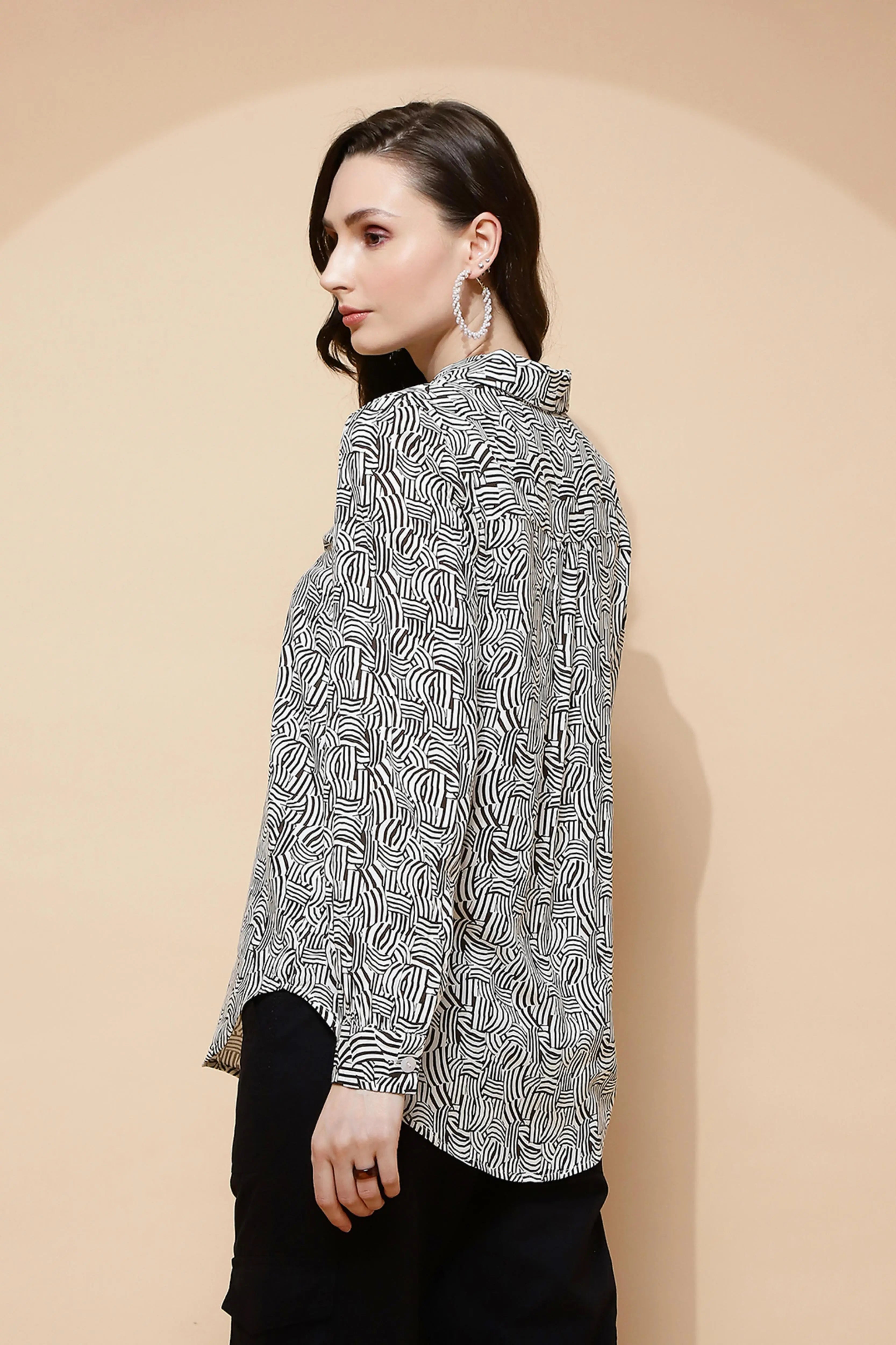 Black And White Rayon Shirt - Global Republic