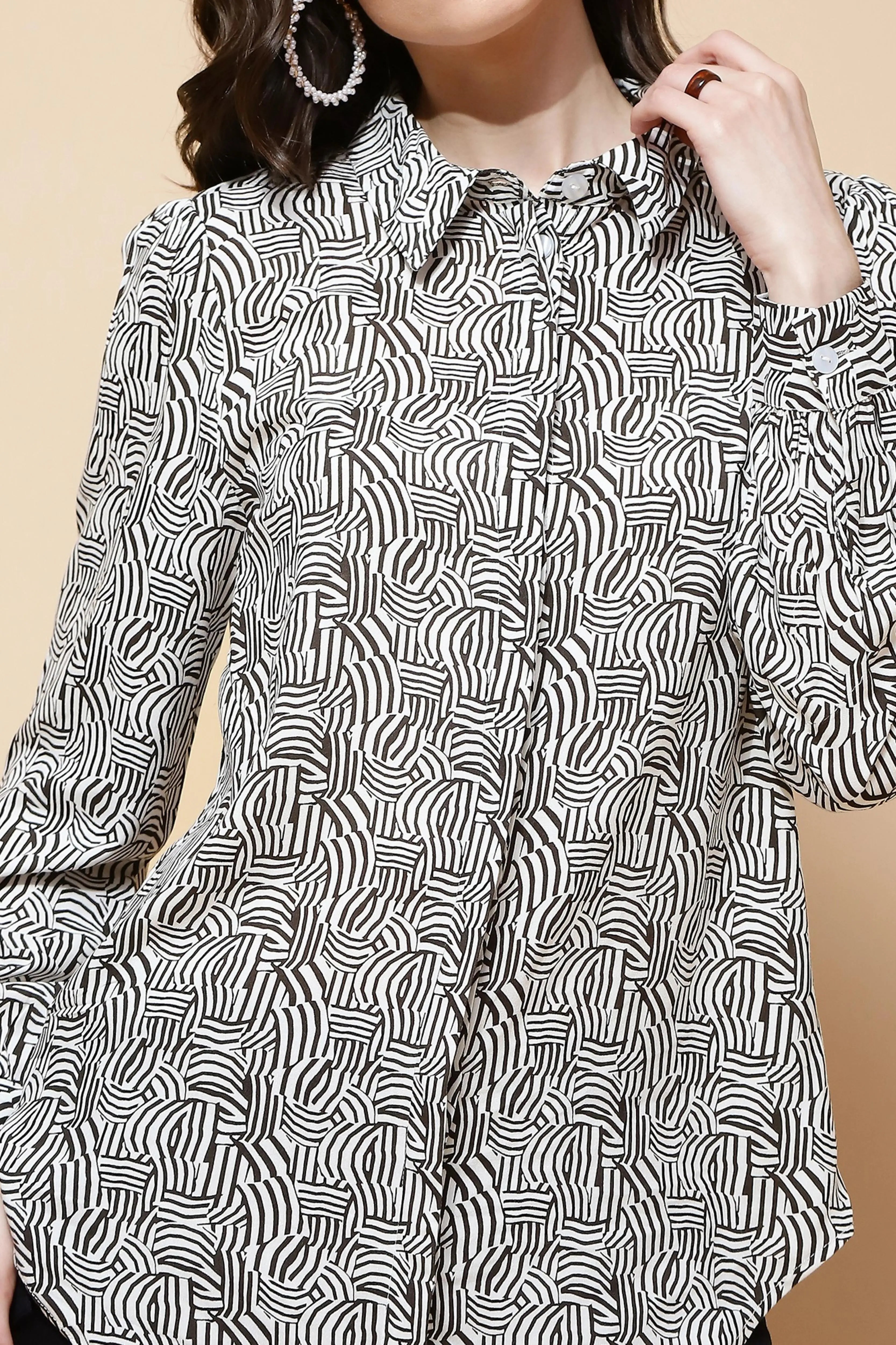 Black And White Rayon Shirt - Global Republic