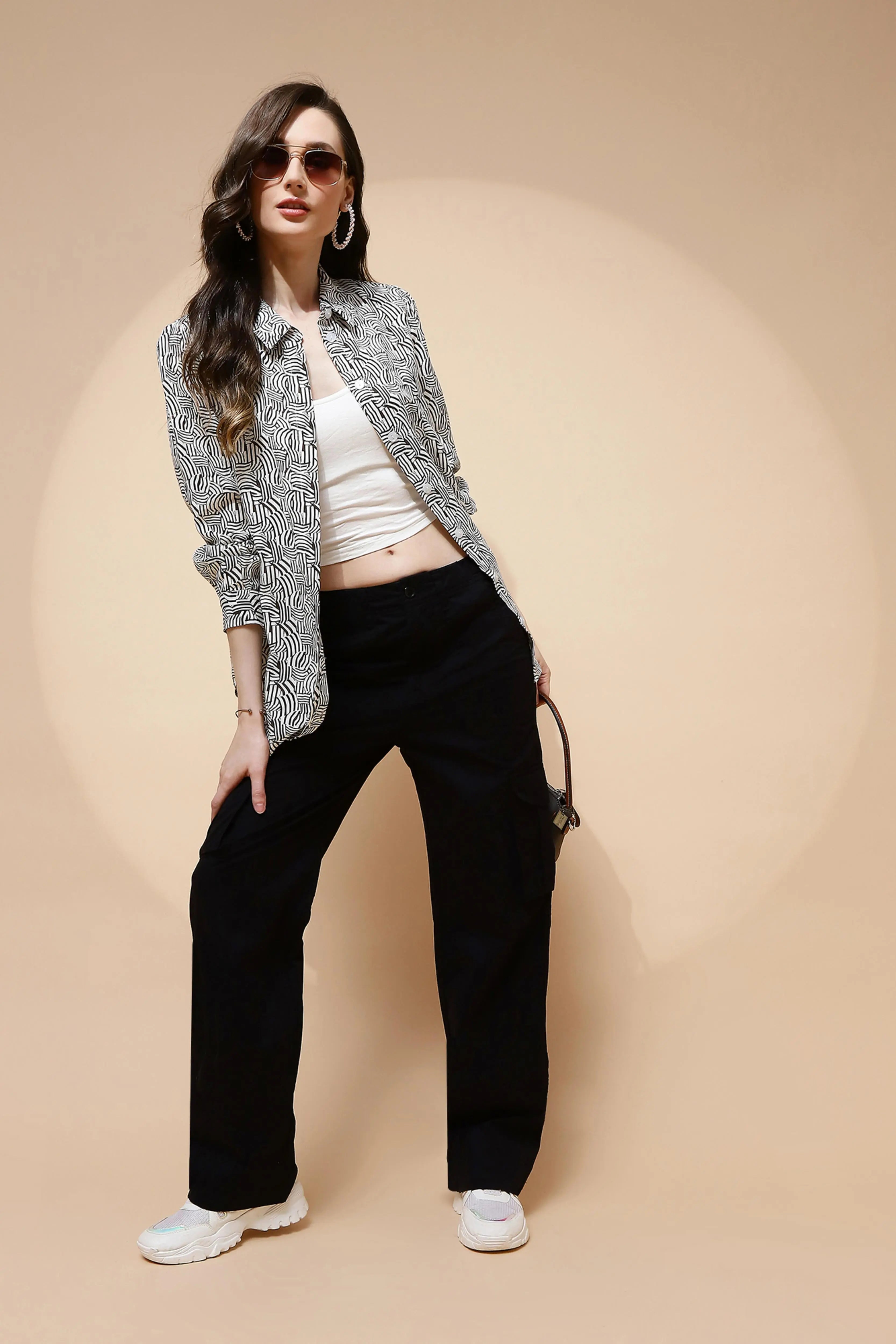 Black And White Rayon Shirt