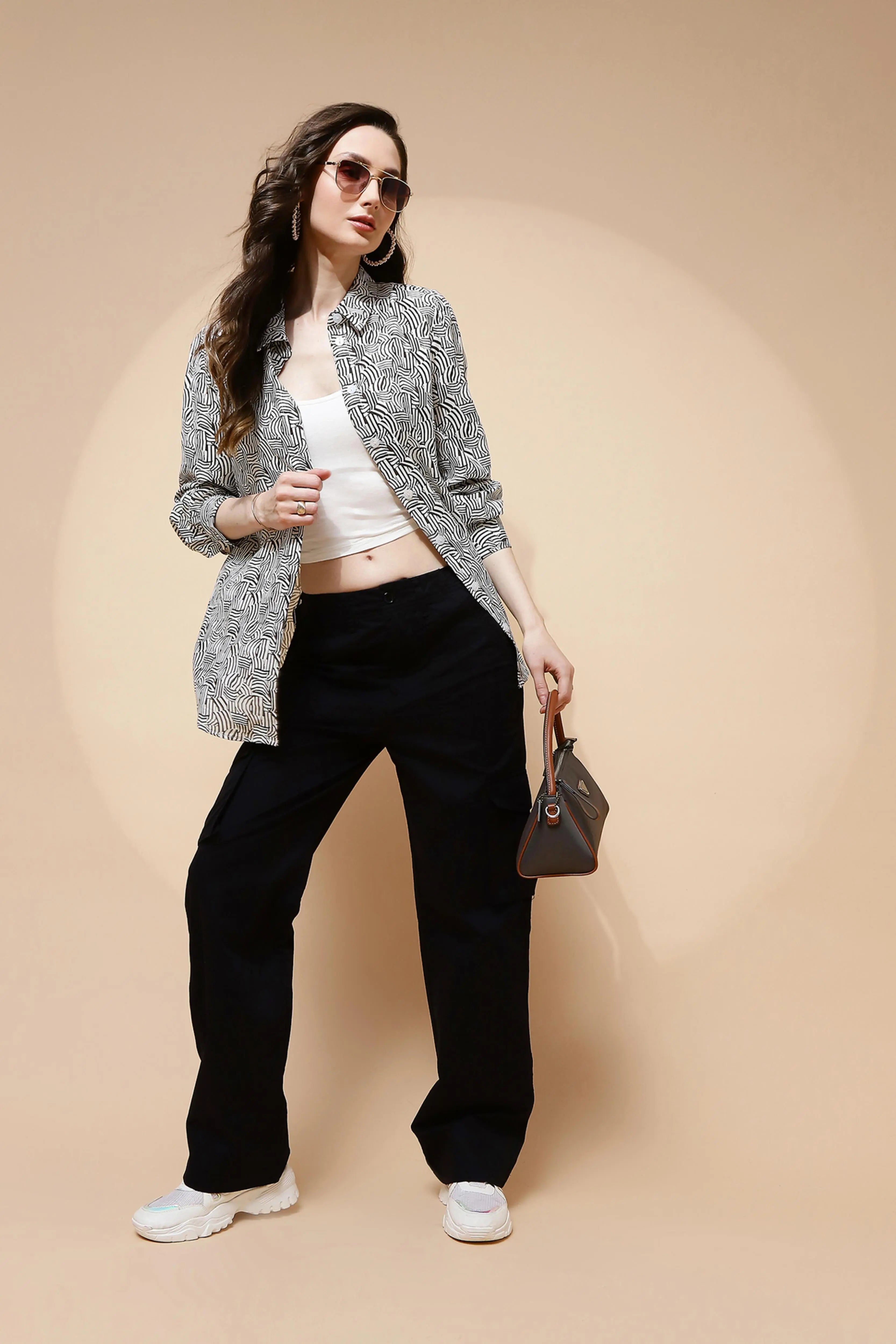 Black And White Rayon Shirt