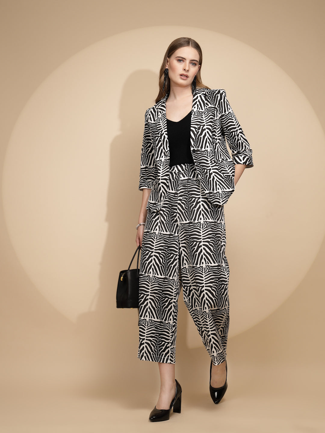 White Cotton Zebra Print Coat - Global Republic