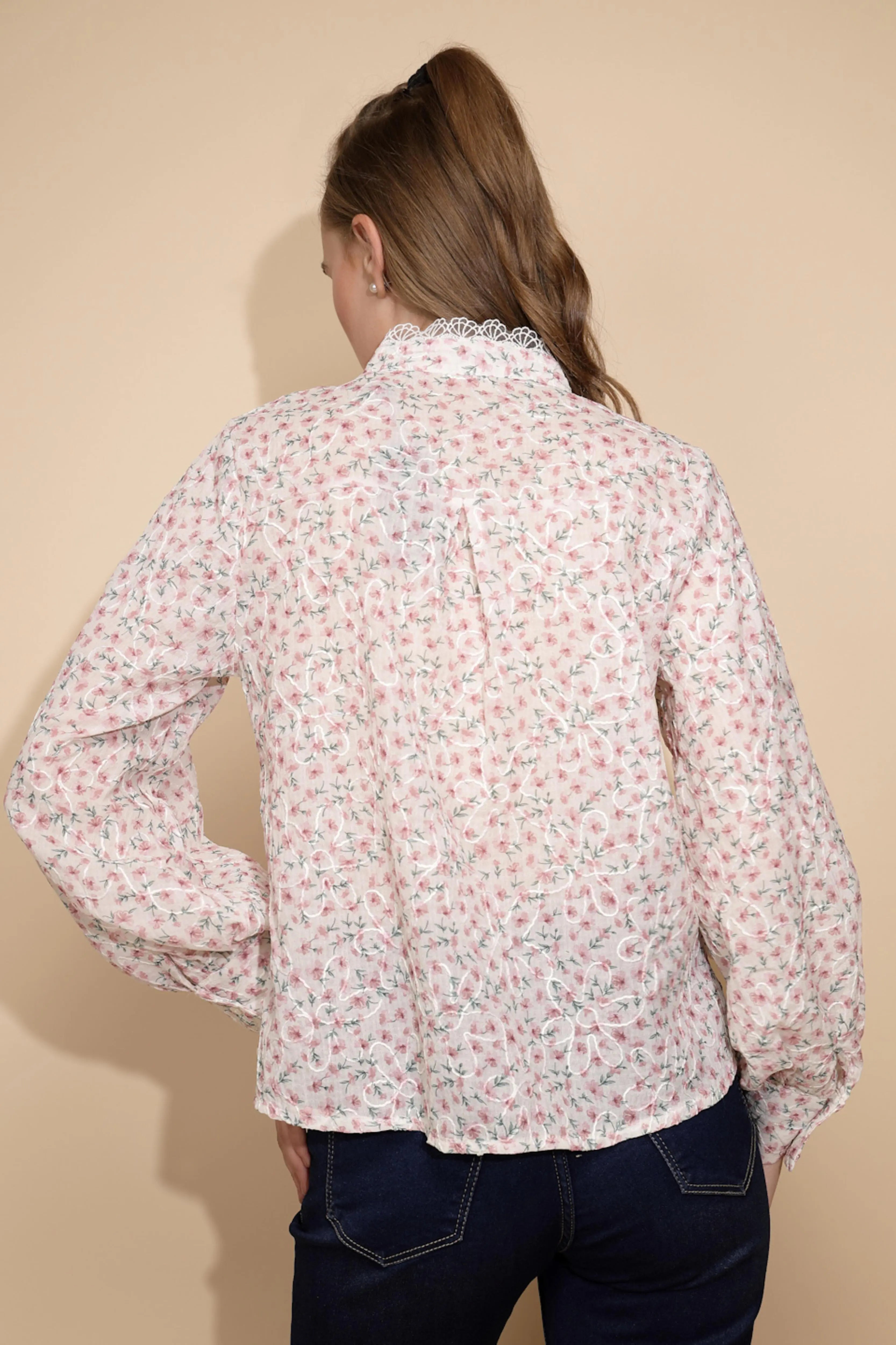 Rose cotton Loose Fit Shirt For Women - Global Republic